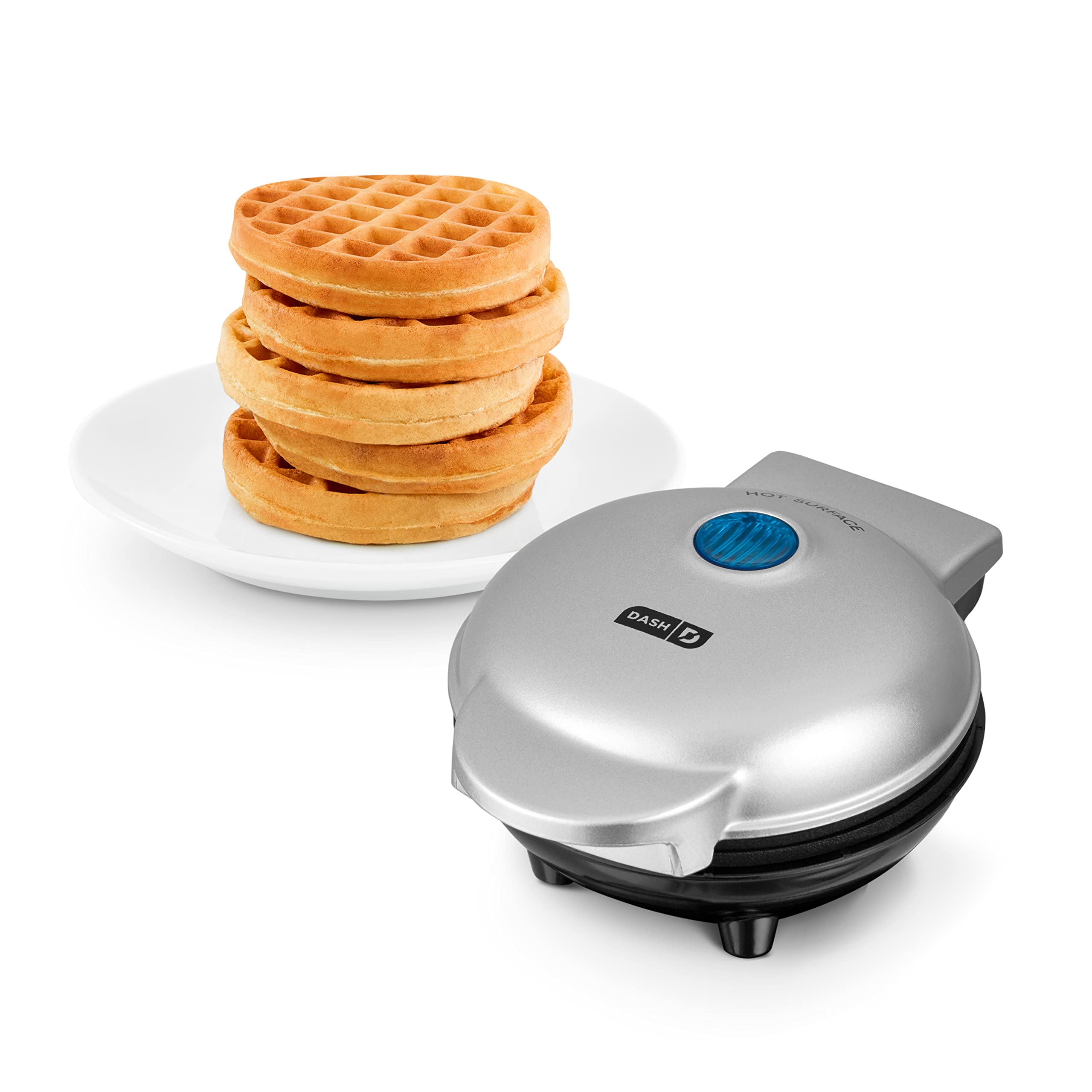 Dash Dmw001Sl Mini Maker For Individual Waffles, Hash Browns, Keto Chaffles With Easy To Clean, Non-Stick Surfaces, 4 Inch, Silv
