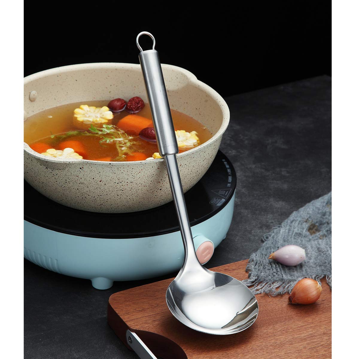 Berglander Stainless Steel Ladle, Soup Ladle, Cooking Ladle, Kitchen Ladle, Metal Soup Spoon For Cooking Non-Stick And Heat Resi