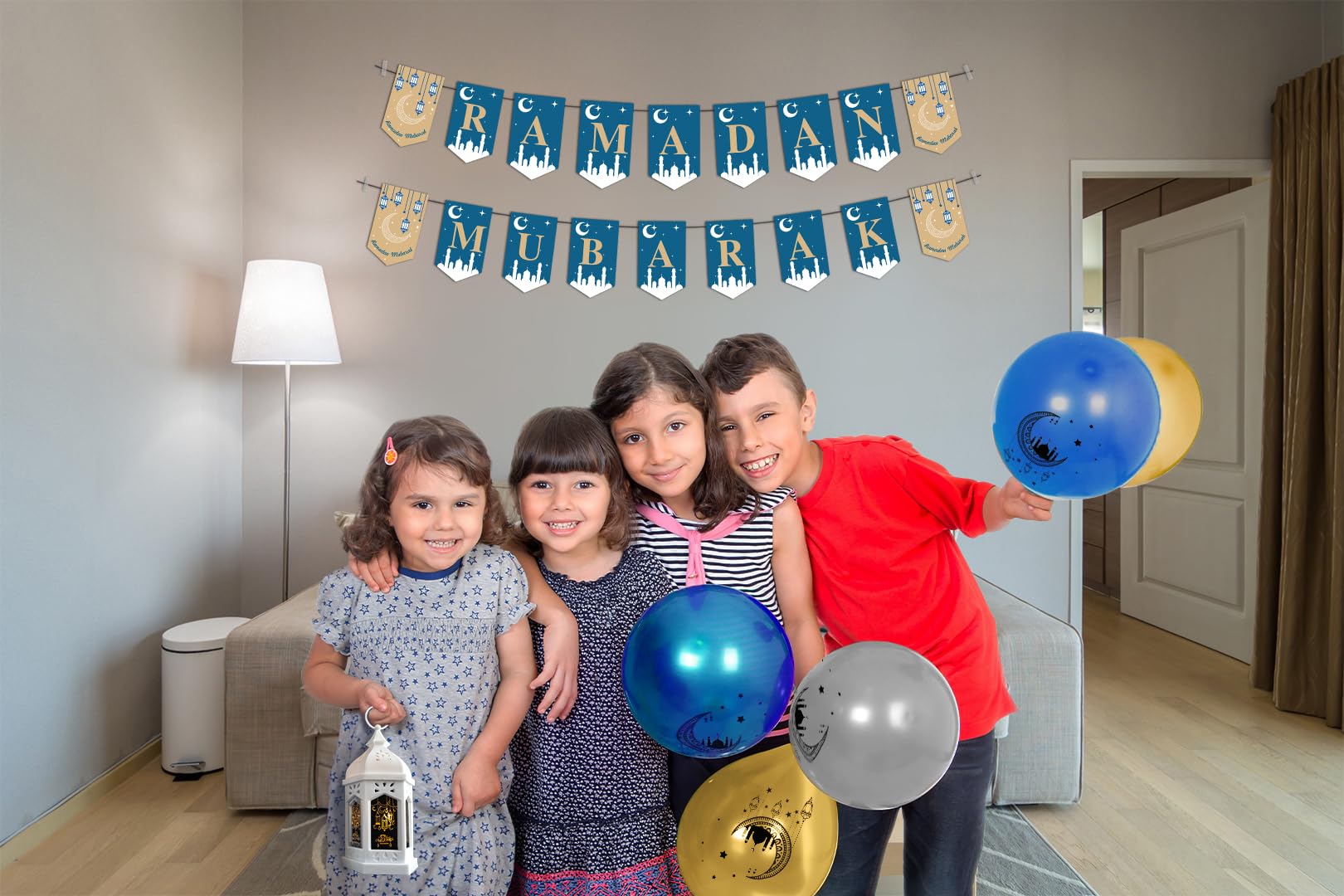 Oleek Ramadan Decorations For Home 2025 Set ( Ramadan Wreath -2 Ramadan Banner - 18 Ramadan Balloons ) Ramadan Decor - Ramadan G