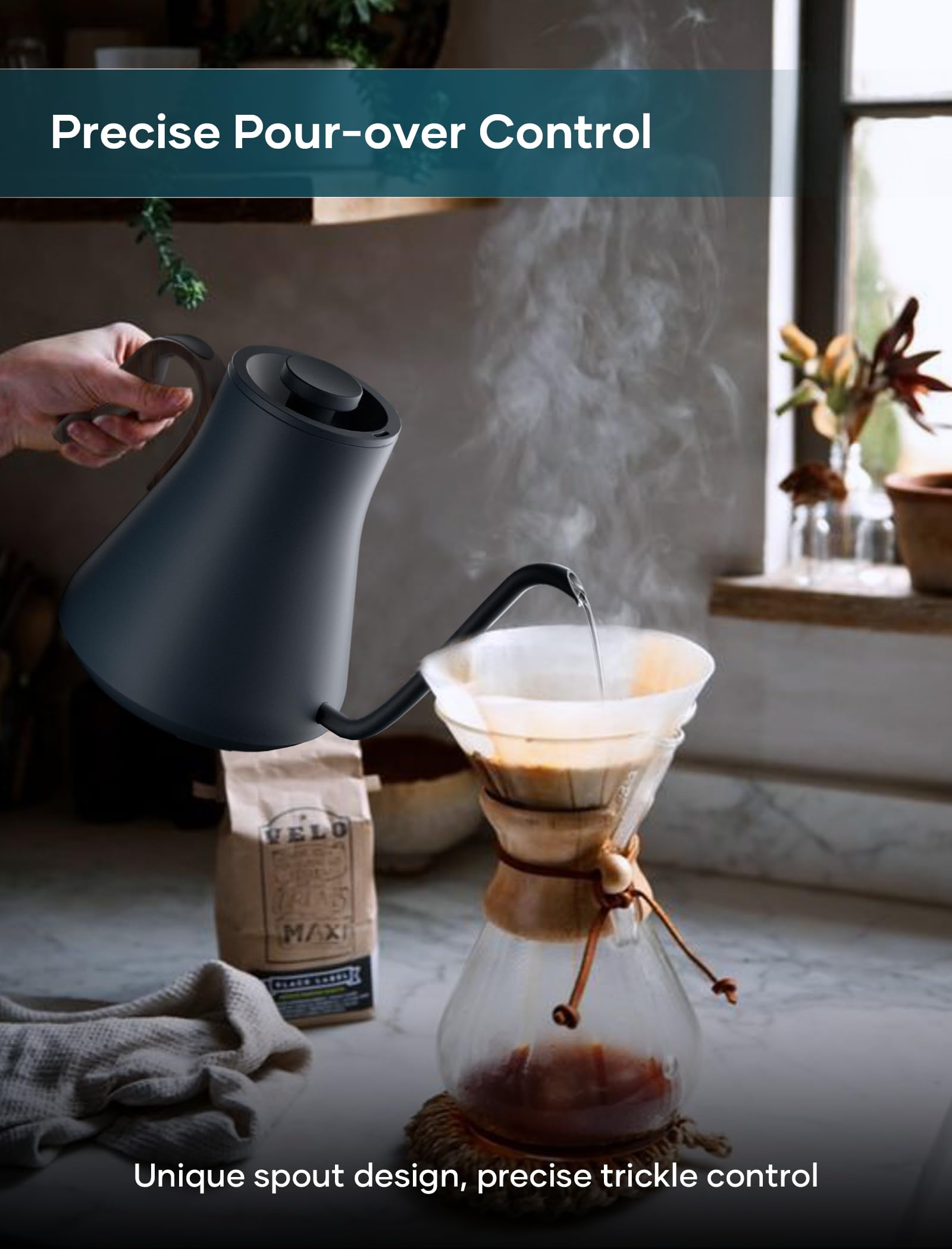 Electric Kettles, Intasting Gooseneck Electric Kettle, 1? Temperature Control, Stainless Steel Inner, Quick Heating, For Pour Ov