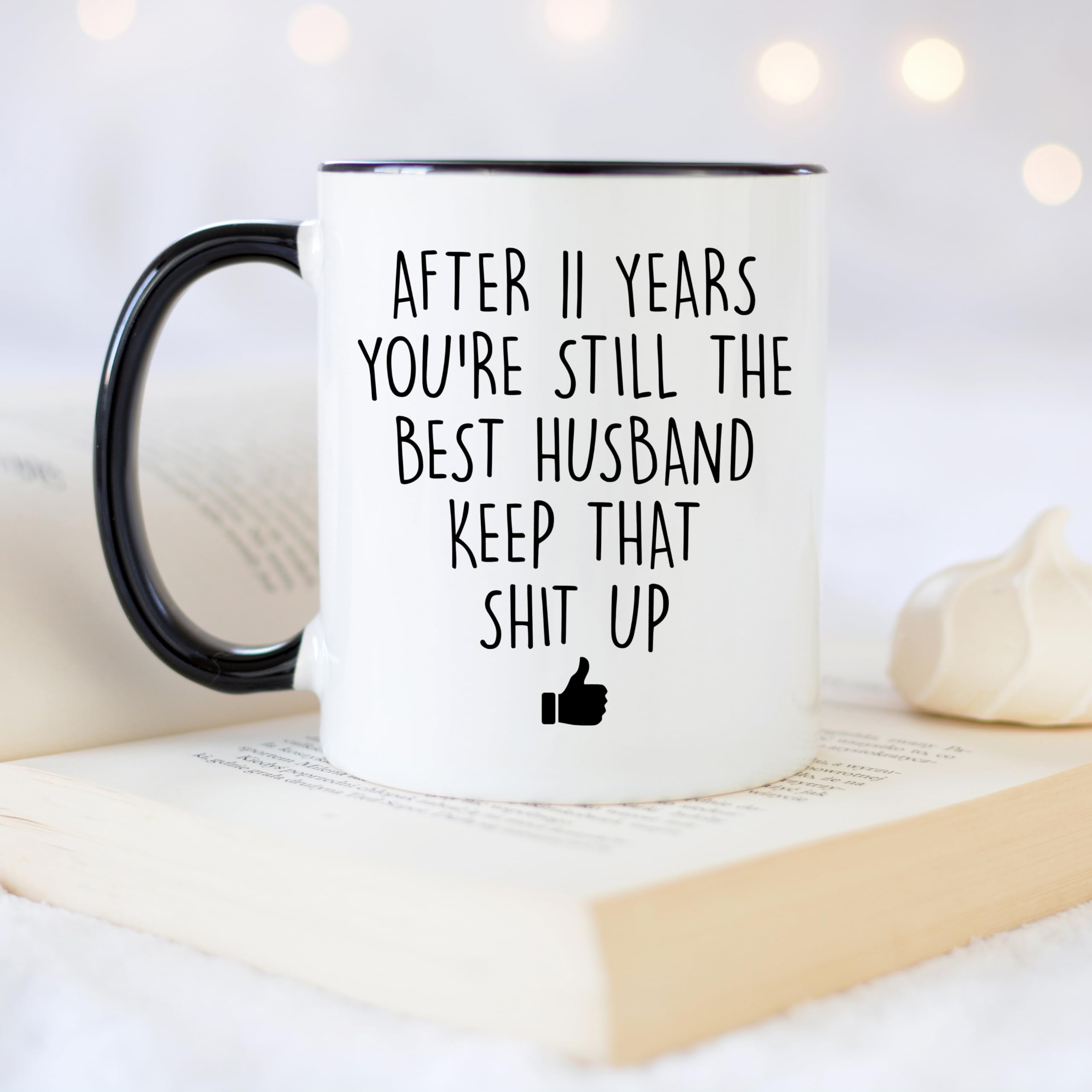 YouNique Designs 11 Year Anniversary Coffee Mug for Him, 11 Ounces, 11th Wedding Anniversary Cup For Husband, Eleven Years, Elev