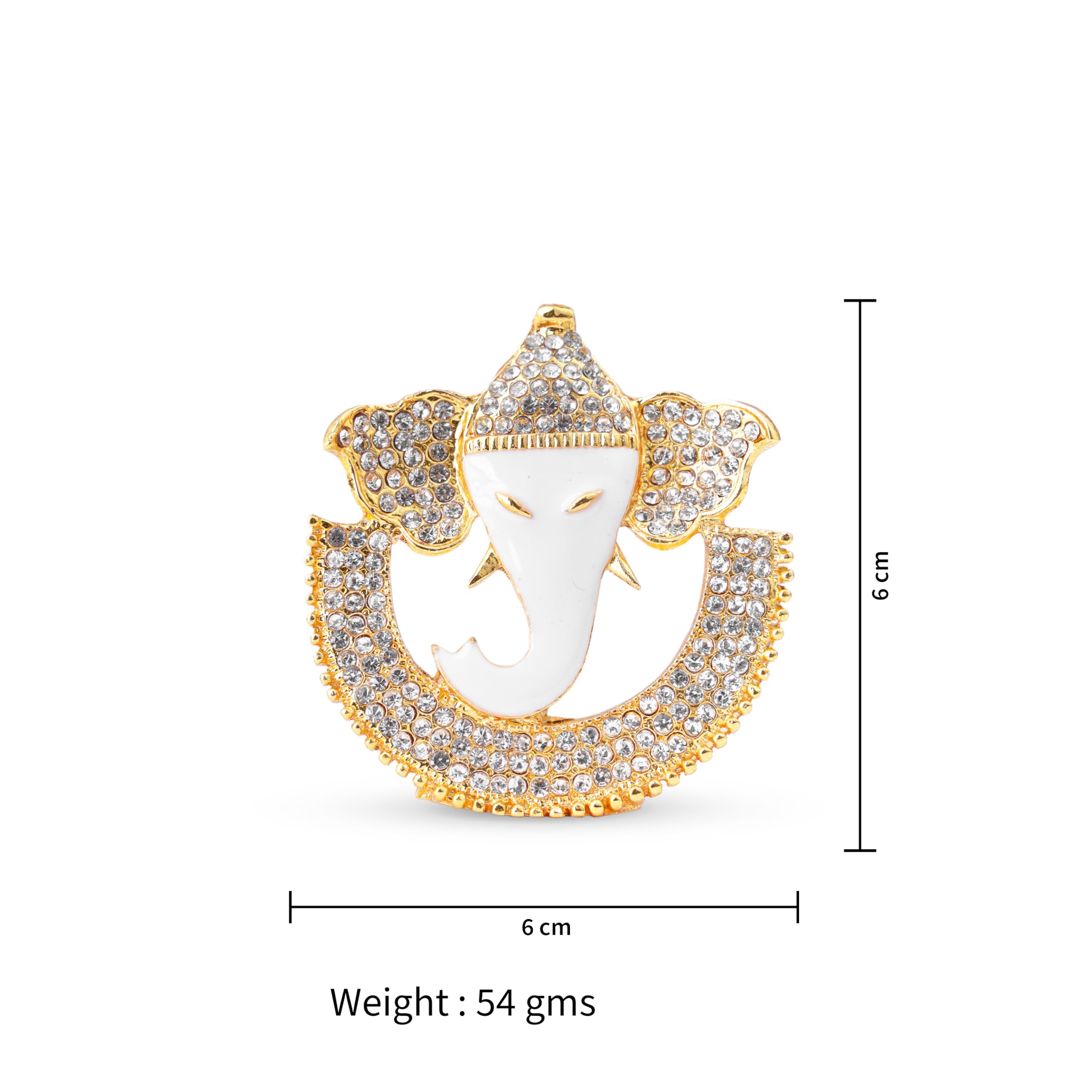 Neetu Arts Gold Plated Chandra Ganpati, Ganesh Idol || For Car Dashboard, Home, Office, Diwali, Desk Decor (6 Cm, Gold)