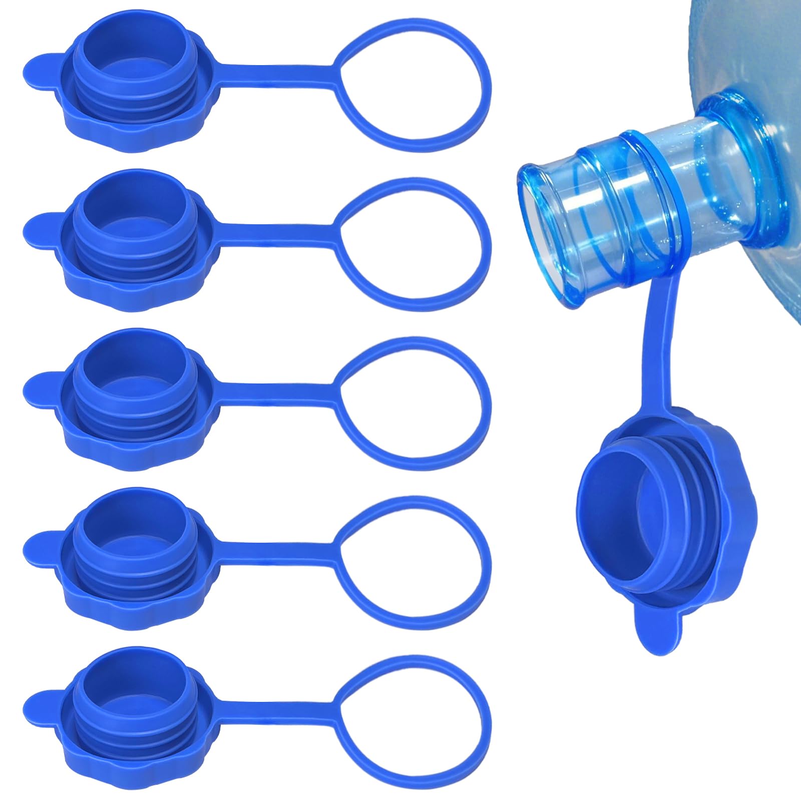 Xaxuqtu?5 PCS?3 & 5 Gallon Water Jug Cap, Upgrade Reusable Replacement Caps, Non Spill Lids for 55mm Water Bottle