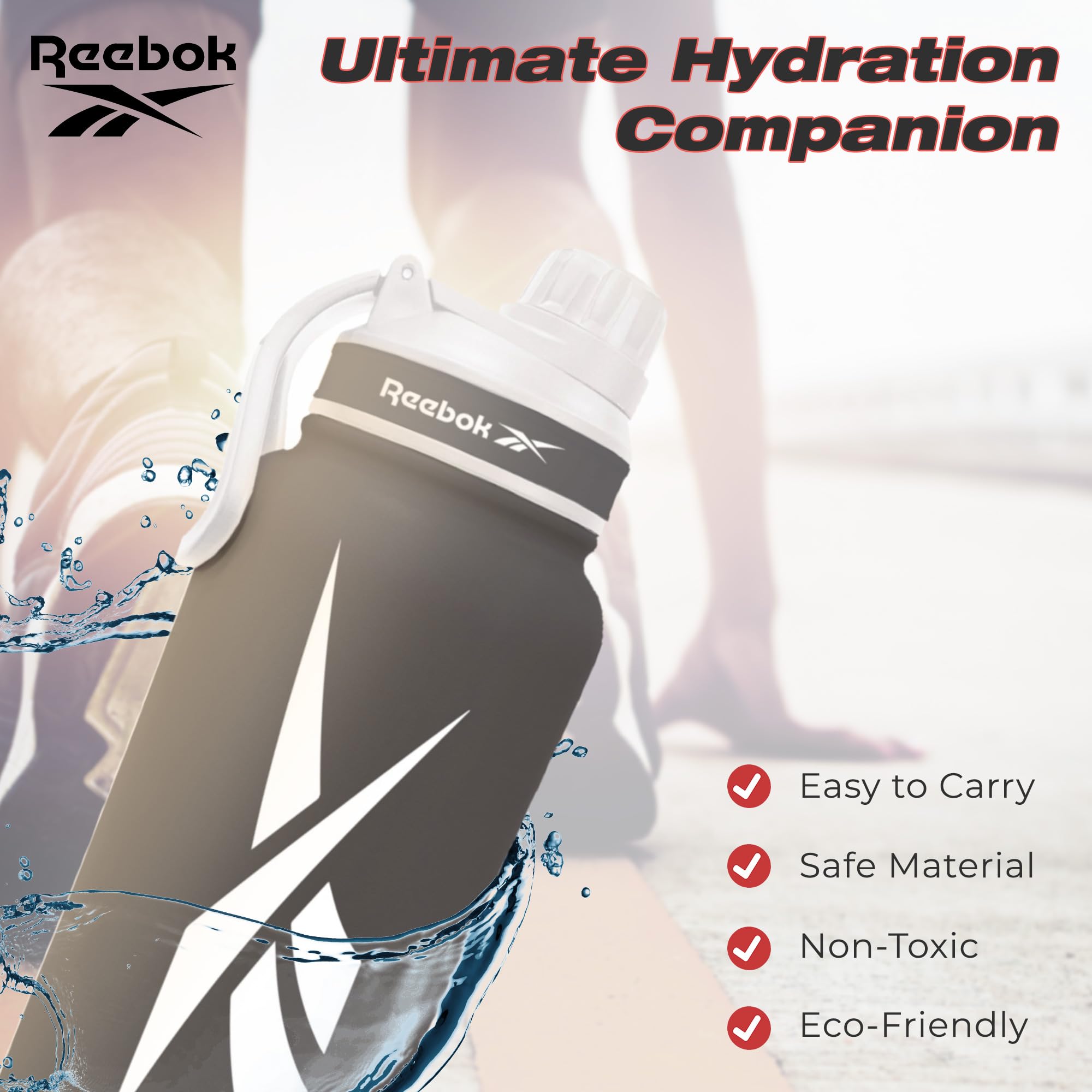 Reebok Stainless Steel Water Bottle With Athletic Design - Insulated Water Bottle 40 Oz With Chug Lid - Double Wall Vaccum Insul