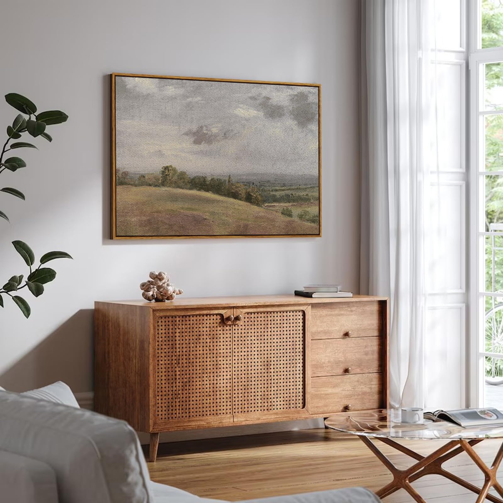 InSimSea Framed Landscape Canvas Wall Art | Wild Field Landscape Painting Prints Wall Decor | Modern Farmhouse Decor | Rustic Wall Decor for Living Room Bedroom | French Country Decor 24x36inch