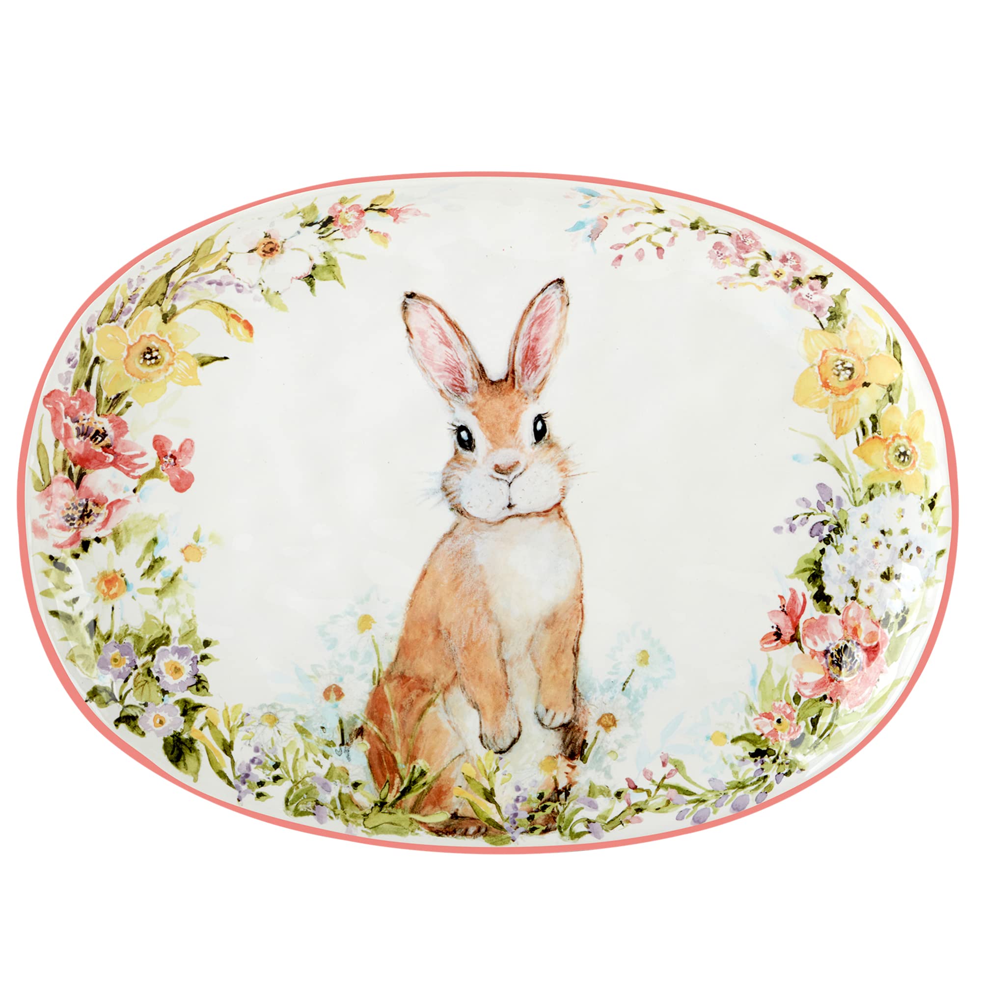 Certified International Easter Garden Oval Platter, 17'' X 12.5'', Multicolored