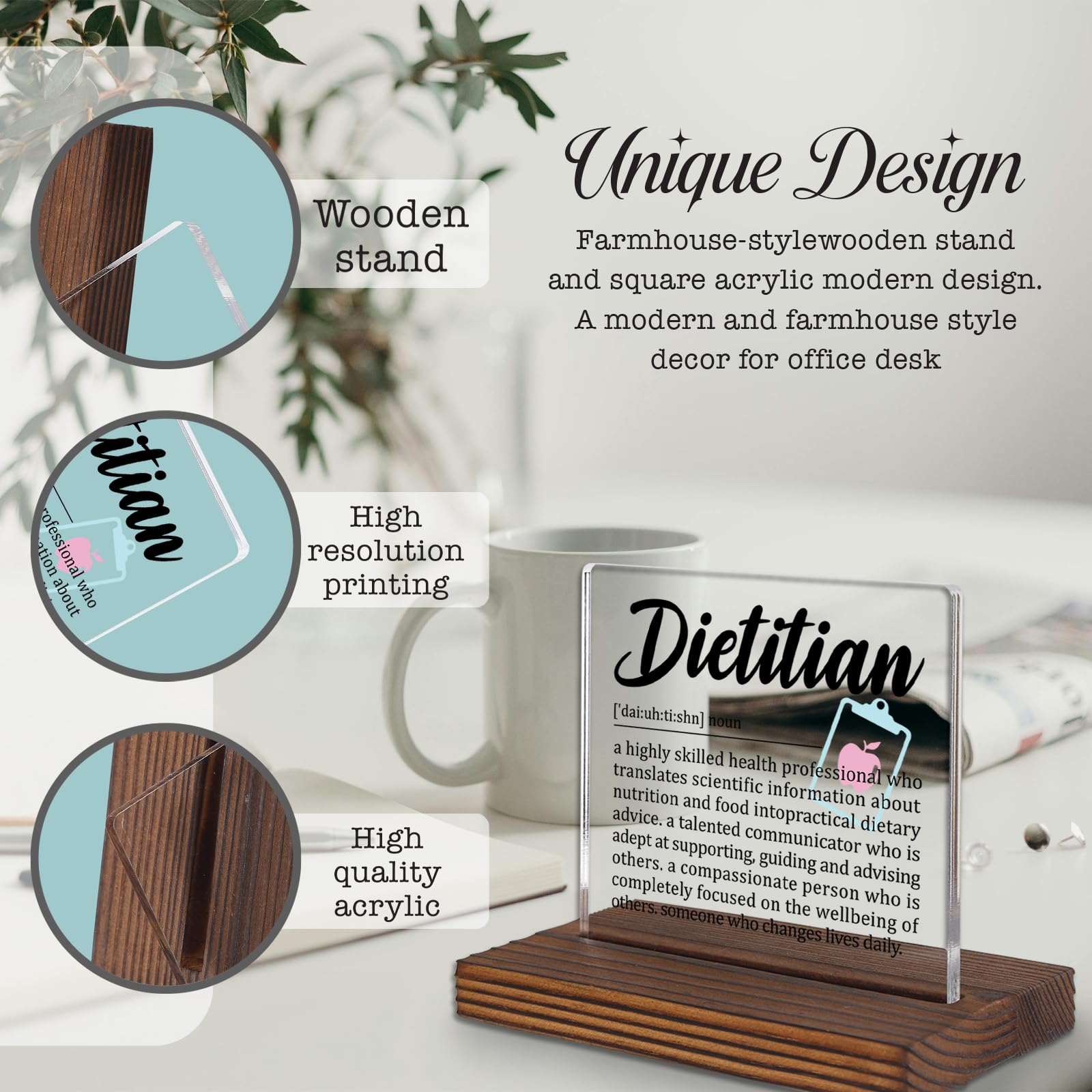 Dietitian Desk Sign Gift for Nutritionists, Thank You Appreciation Plaque for Registered Dietitian Office Decor, Nutritional Cou