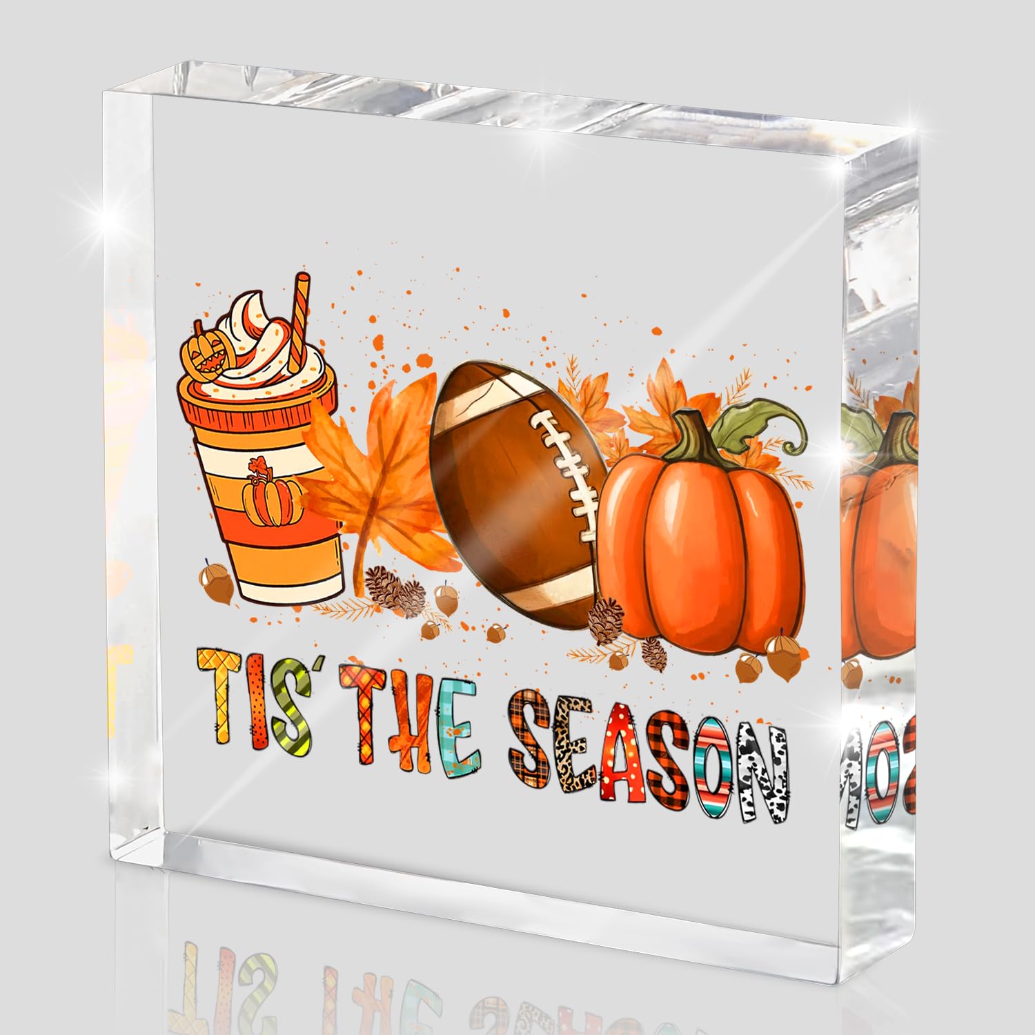 Thanksgiving Day Home Decor Sign - Tis The Season Acrylic Tabletop Decor with Fall Harvest Thanksgiving Artwork, Perfect for Din