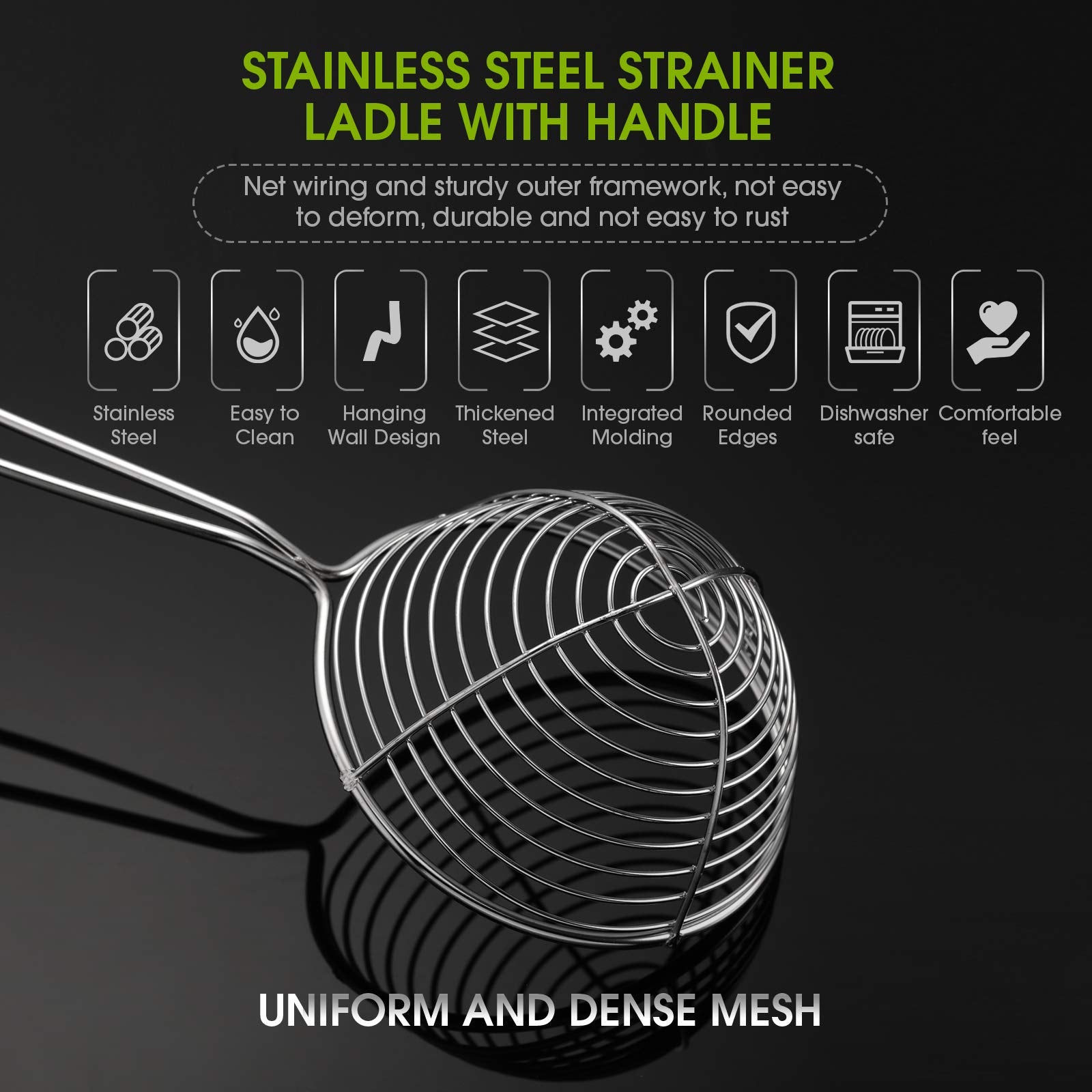 Geiserailie Hot Pot Strainer Scoops, Stainless Steel Hot Pot Strainer Spoons 2.5 Inch Mini Mesh Skimmer Spoon Asian Ladle With H