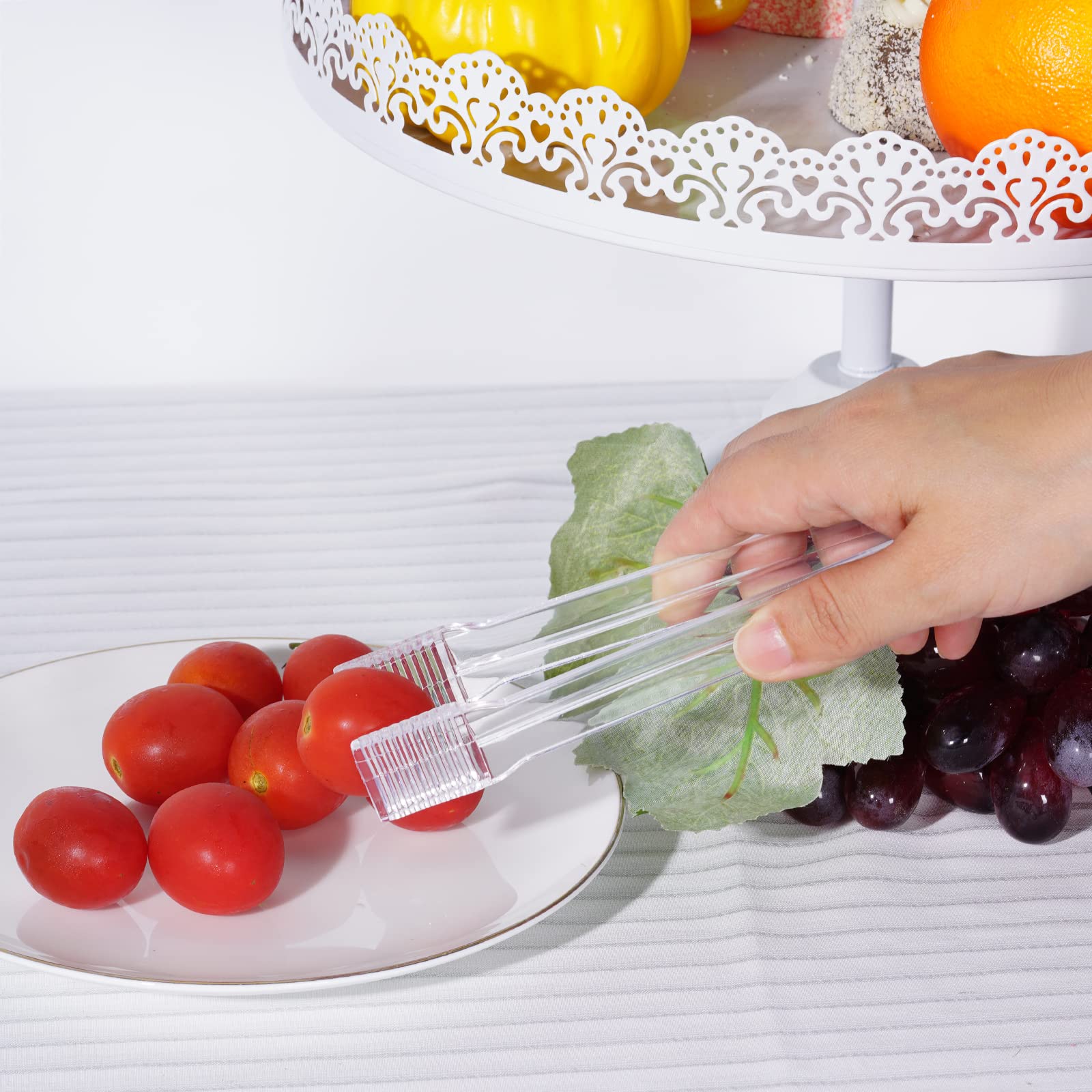 10 Pcs Plastic Buffet Serving Tongs, Clear Kitchen Tongs Mini Serving Utensil Tongs For Food Ice Salad Buffet Barbecue Cookies,
