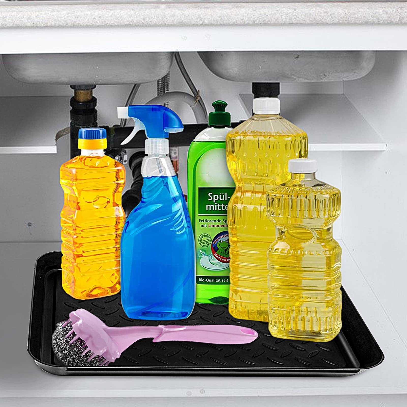 3 Pcs Under Sink Drip Tray, 13.8 * 10.8 Inch Plastic Under The Sink Drip Protector Tray Under The Sink Mat Under Sink Drip Catch