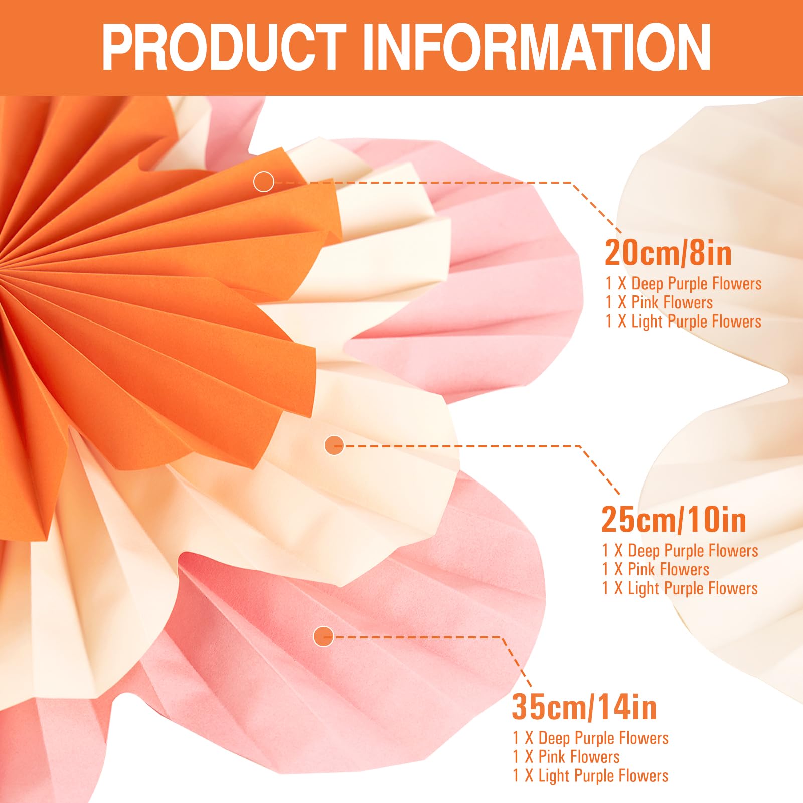 Paper Flowers Decorations For Wall Orange Paper Fans Classroom Decoration Paper Floral Backdrop Decor Paper Fans Decoration Hang
