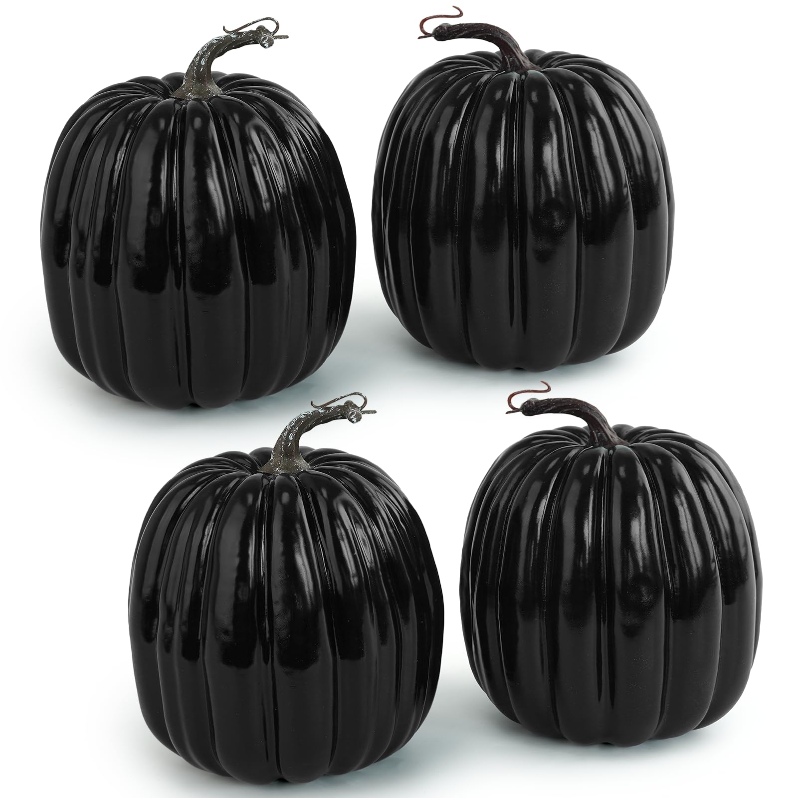 Artmag 6 Inch Large Artificial Pumpkins, 4PCS Big Orange Faux Foam Harvest Pumpkins for Fall Autumn Thanksgiving Seasonal Holida