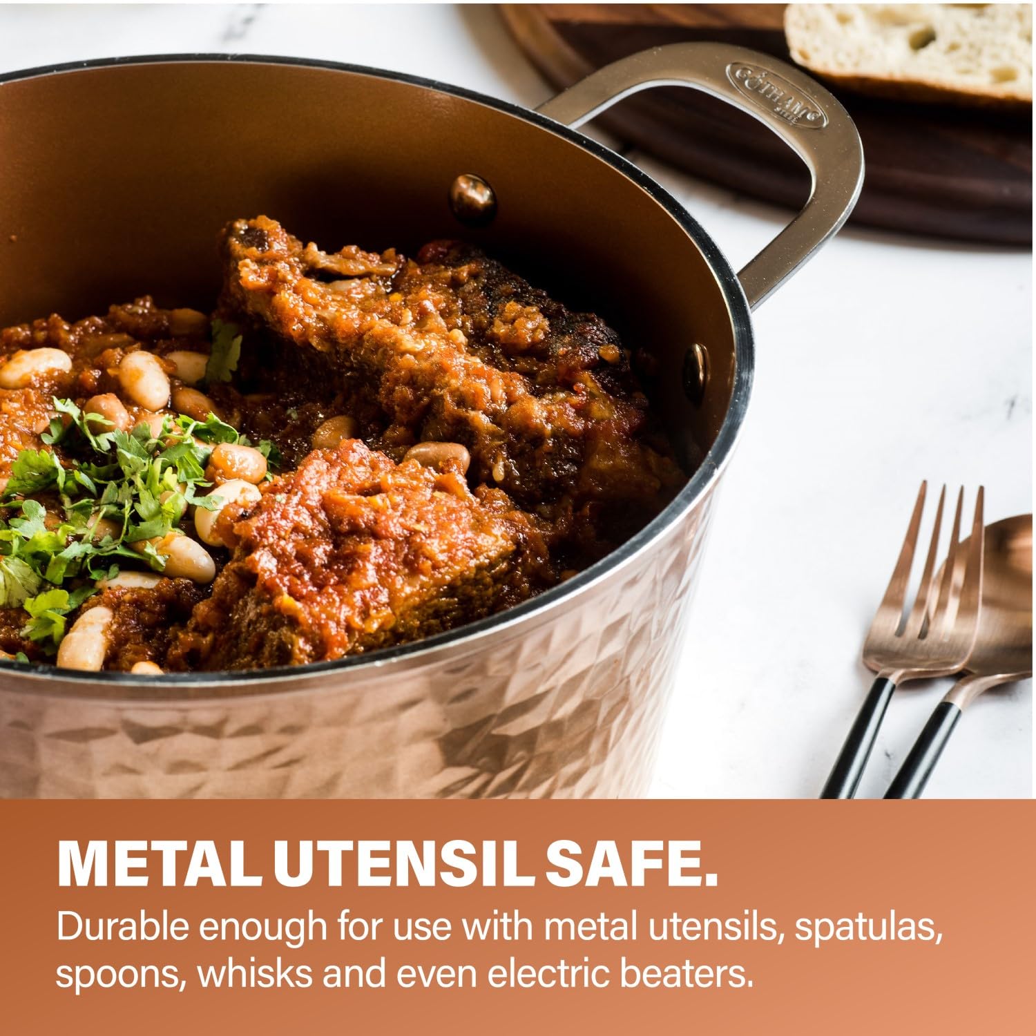 Gotham Steel 15 Pc Ceramic Cookware Set, Hammered Copper, Nonstick, PFOA Free, Induction & Dishwasher Safe, Model 2984