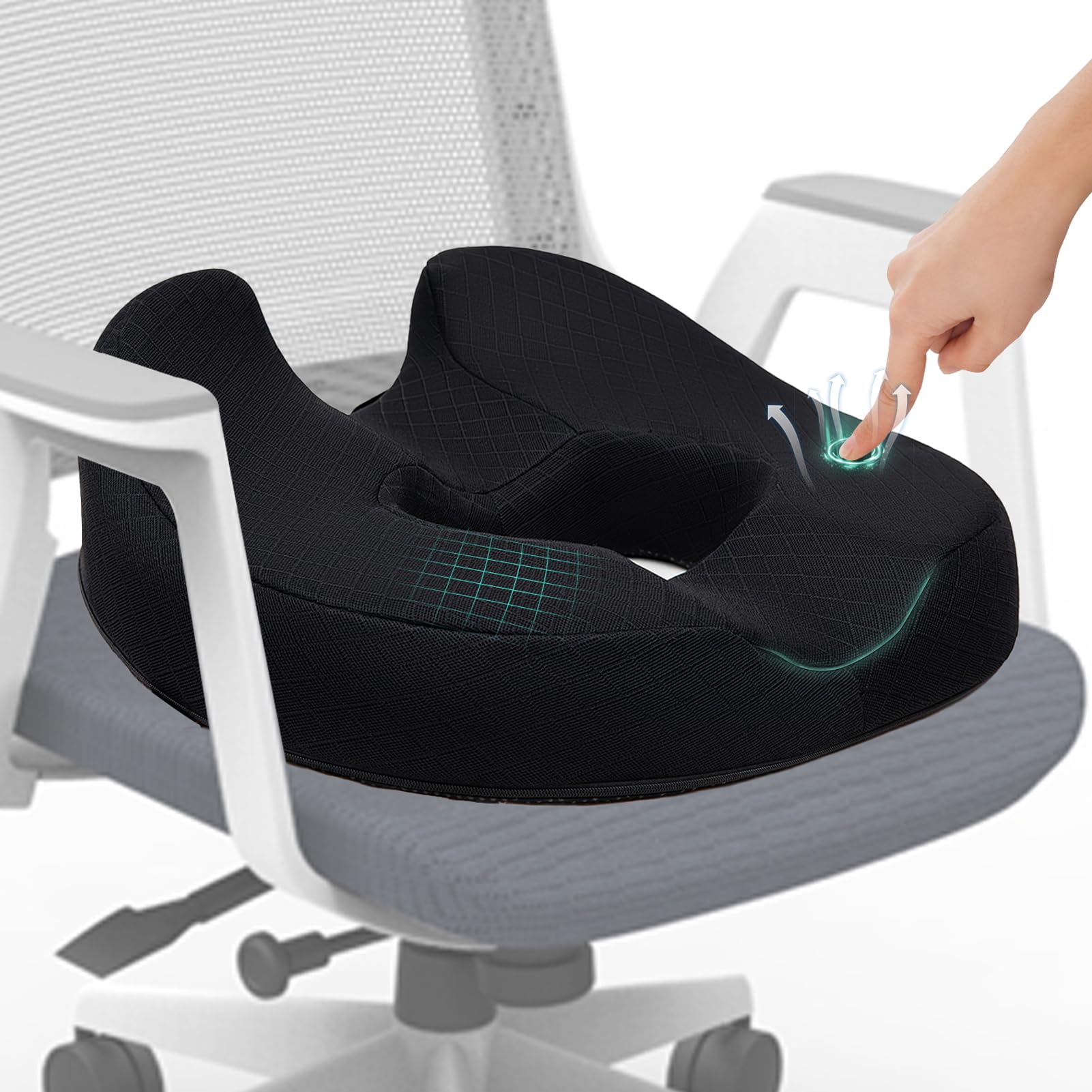Donut Pillow Chair Seat Cushion For Tailbone Pain Relief, Memory Foam Firm Coccyx Pad Donut Cushion For Long Sitting, Office Cha