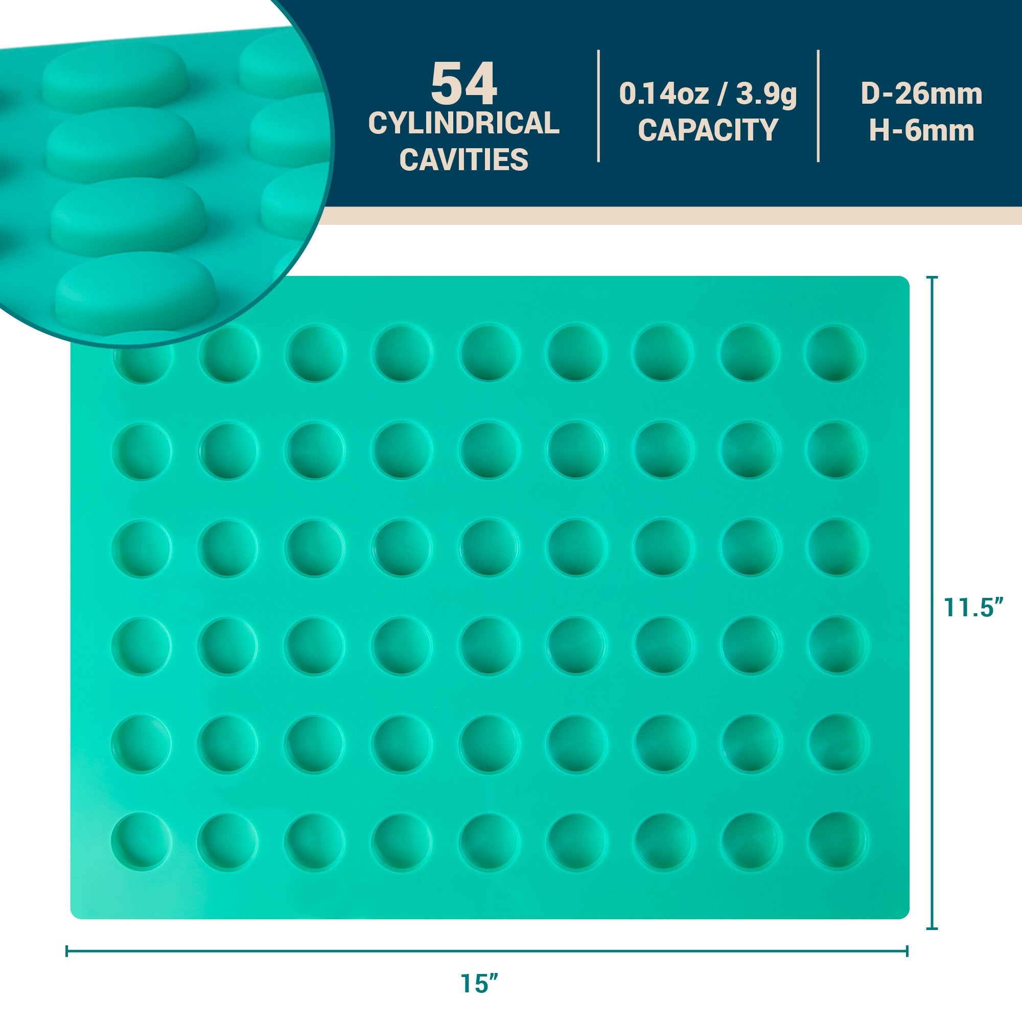 Ocreme Round Gummy Candy Silicone Mold For Chocolate Truffles, Ganache, Jelly, Candy, Pralines, And Caramels