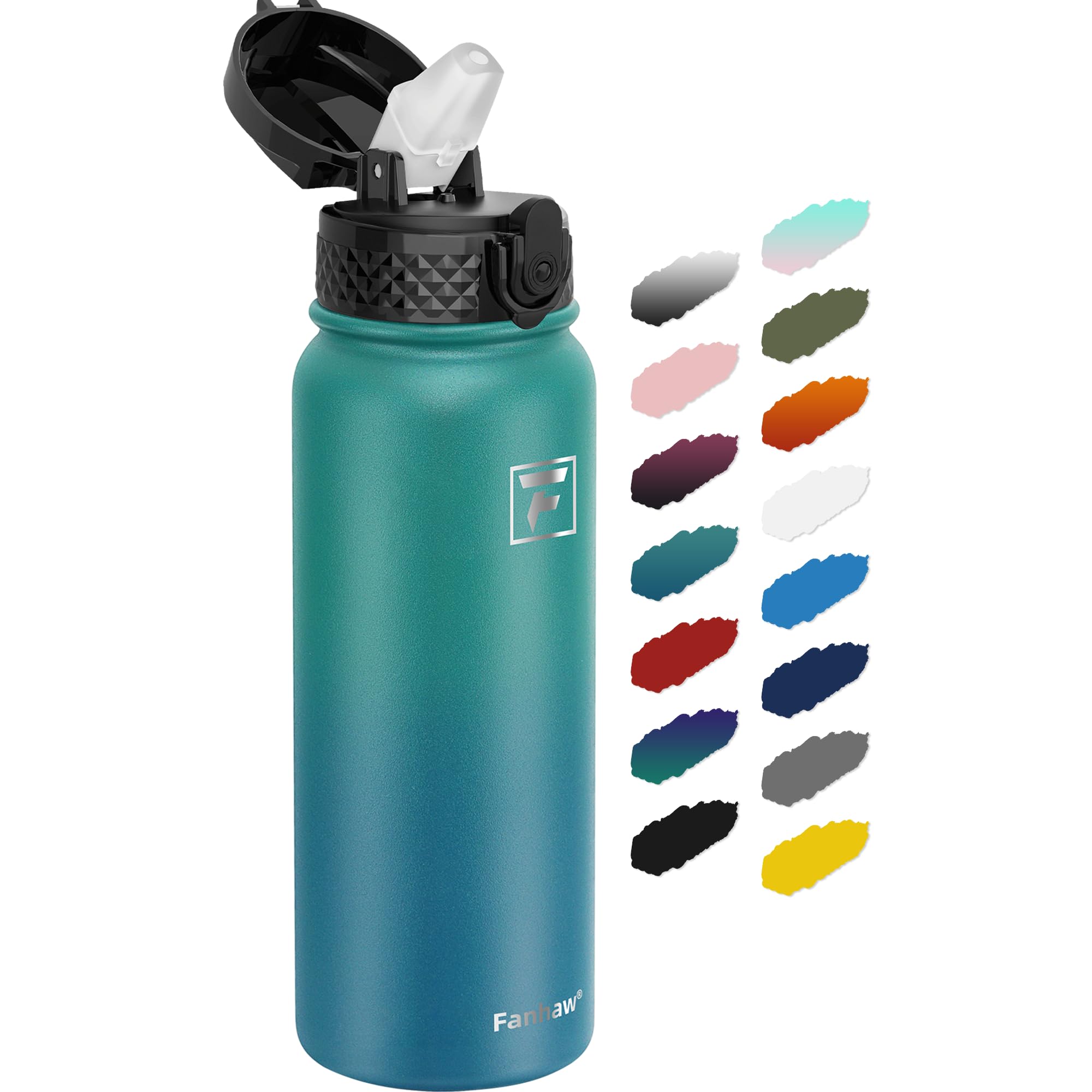 Fanhaw 20 oz Insulated Stainless Steel Water Bottle with Straw Lid, Leakproof & Anti-Dust Sports Bottle for Kids, Women & Men (G