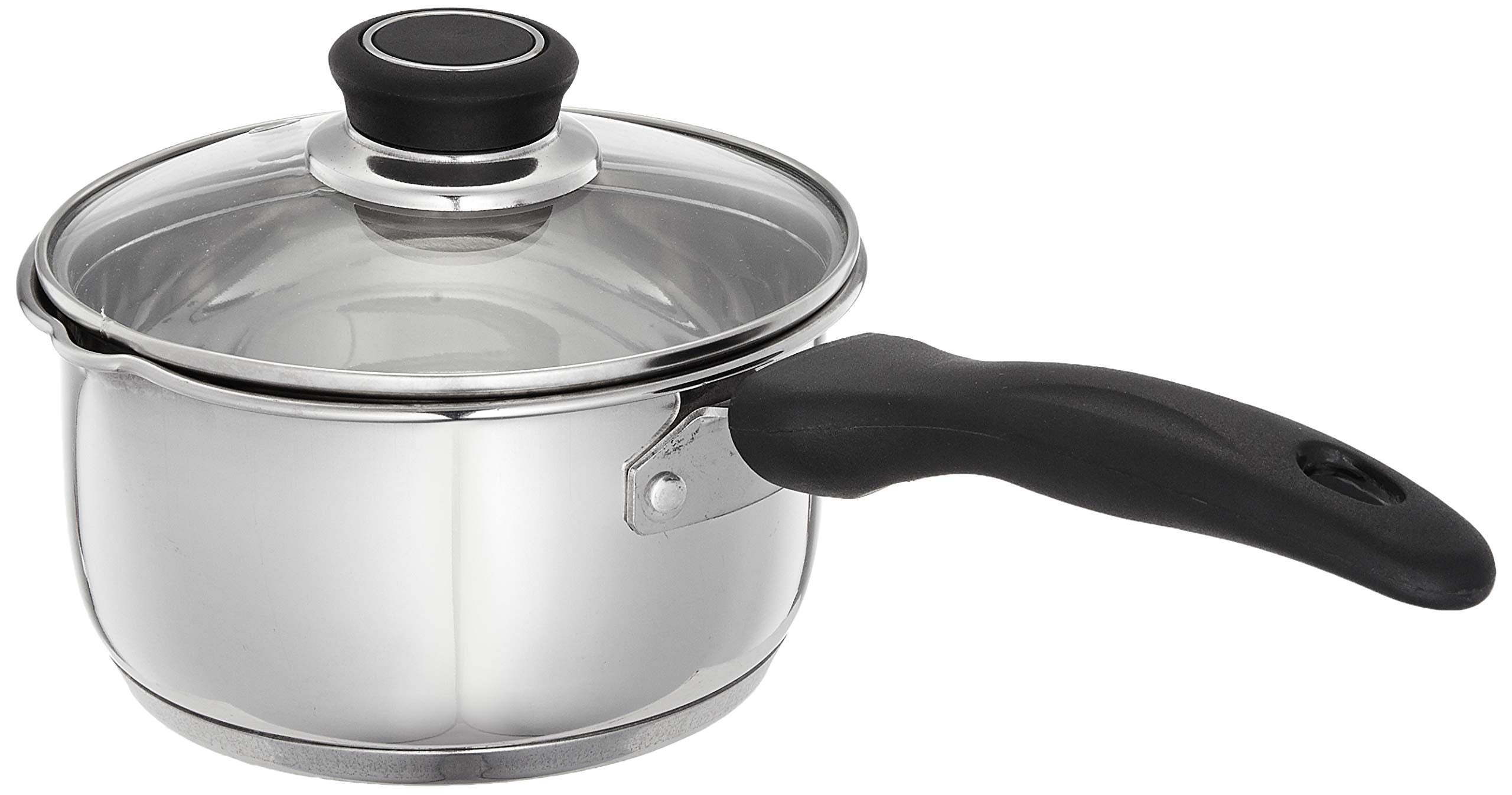 Amazon Brand - Solimo Stainless Steel Saucepan With Glass Lid, Induction Base (14 Cm, 1Liter)