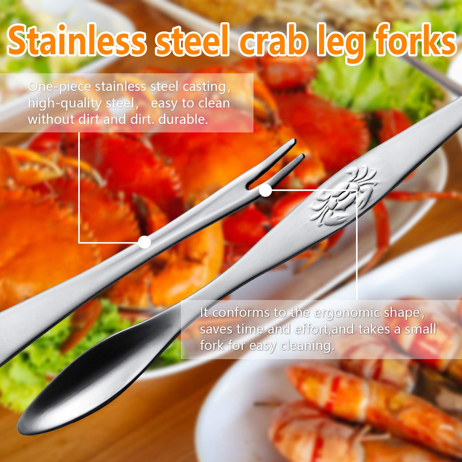 Crab Leg Crackers - Crab Crackers And Tools Set With Stainless Steel Seafood Utensils Crackers & Forks Cracker, Shellfish Cracke
