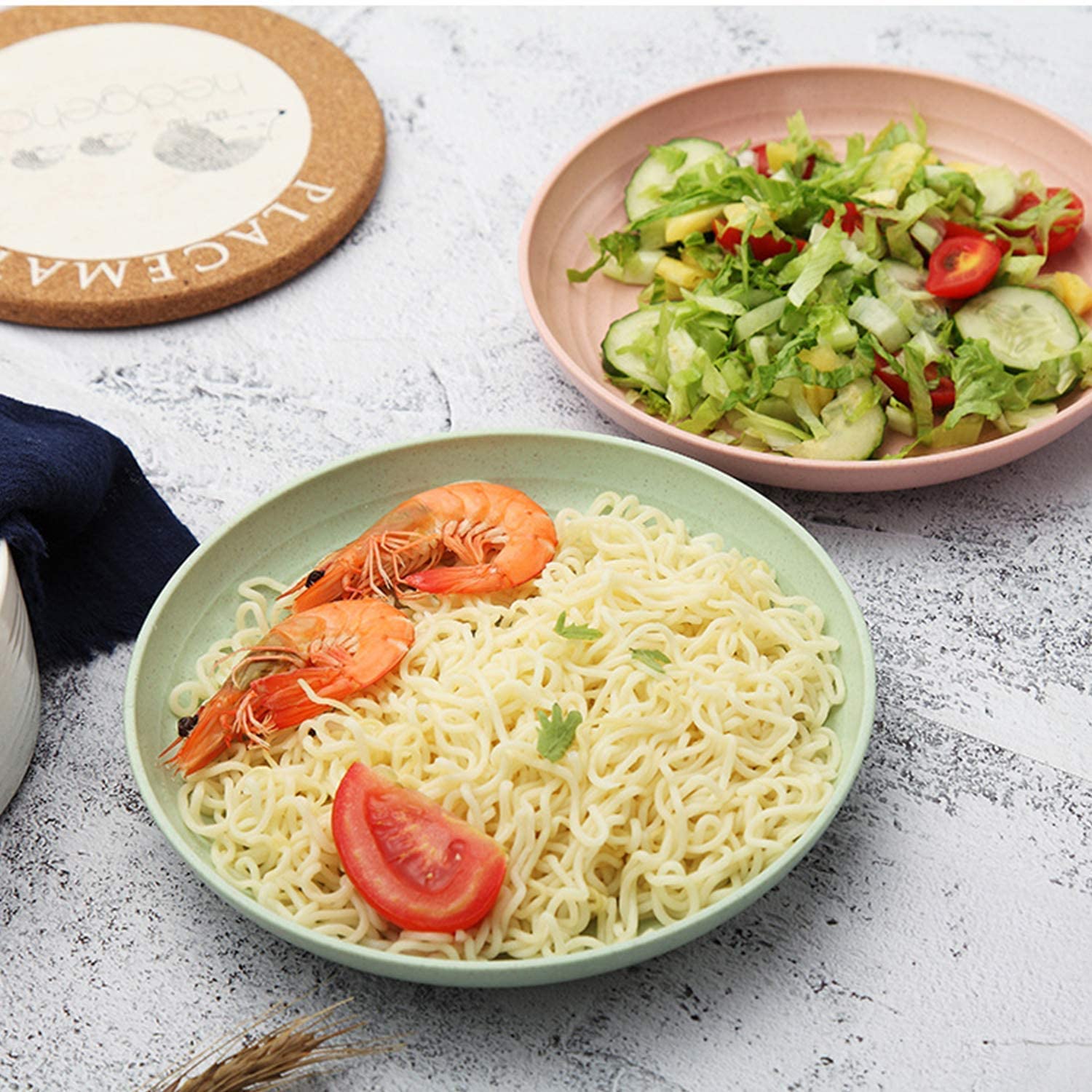 Wheat Straw Dinnerware Sets, 20 Pcs Microwave Unbreakable Plates And Bowls Sets, Reusable Lightweight Tableware Dinner Dishes, B