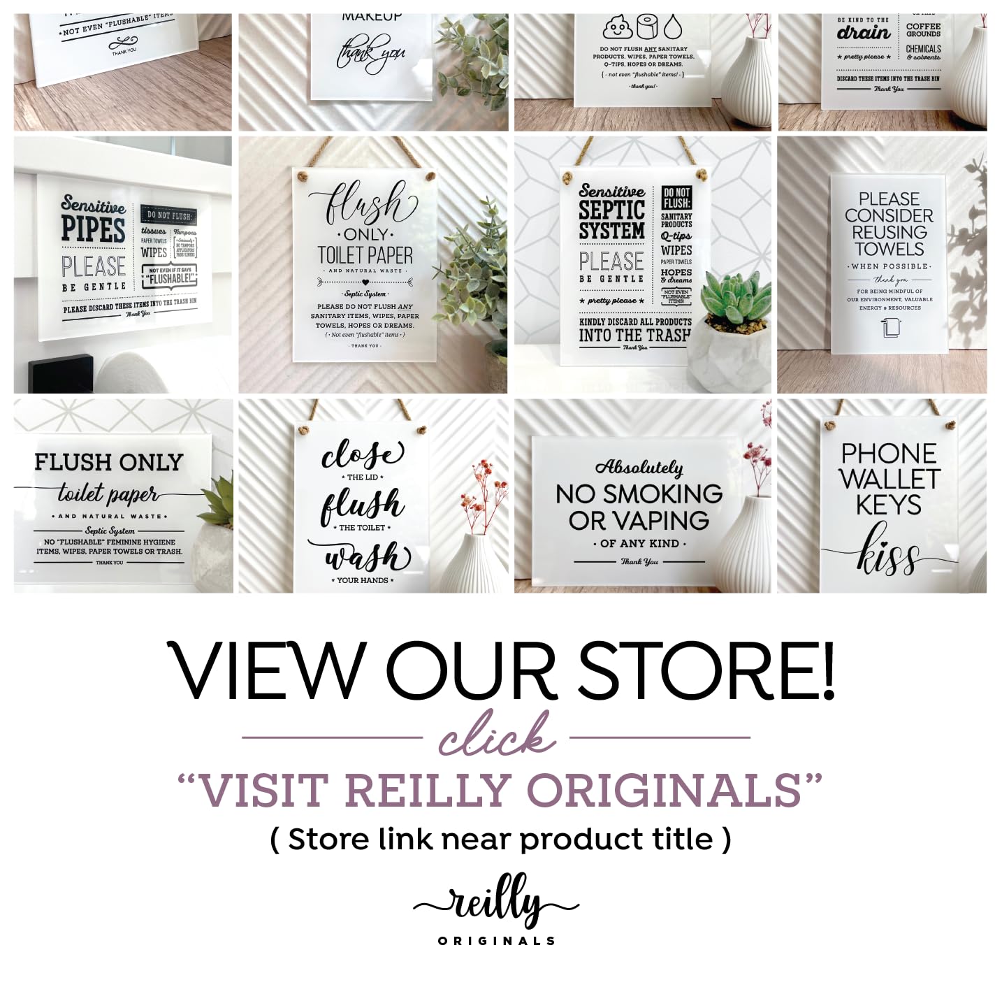 6X8 Inch Sensitive Plumbing Flush Only Toilet Paper, Not Hopes & Dreams Designer Bathroom Sign ~ Ready To Hang ~ Premium Finish,