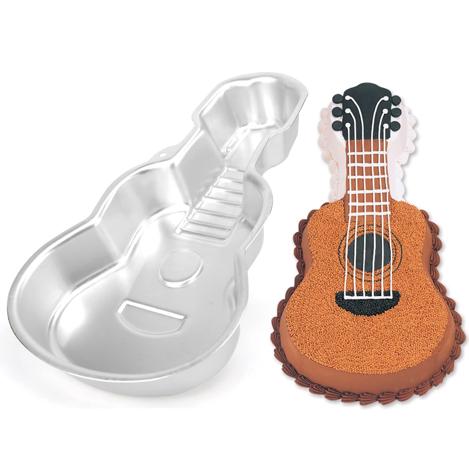 Guitar Shaped Cake Pan, Aluminum 3D Birthday Cake Mold Baking Mould Tin Cake Pan - Guitar (16.5 Inch)