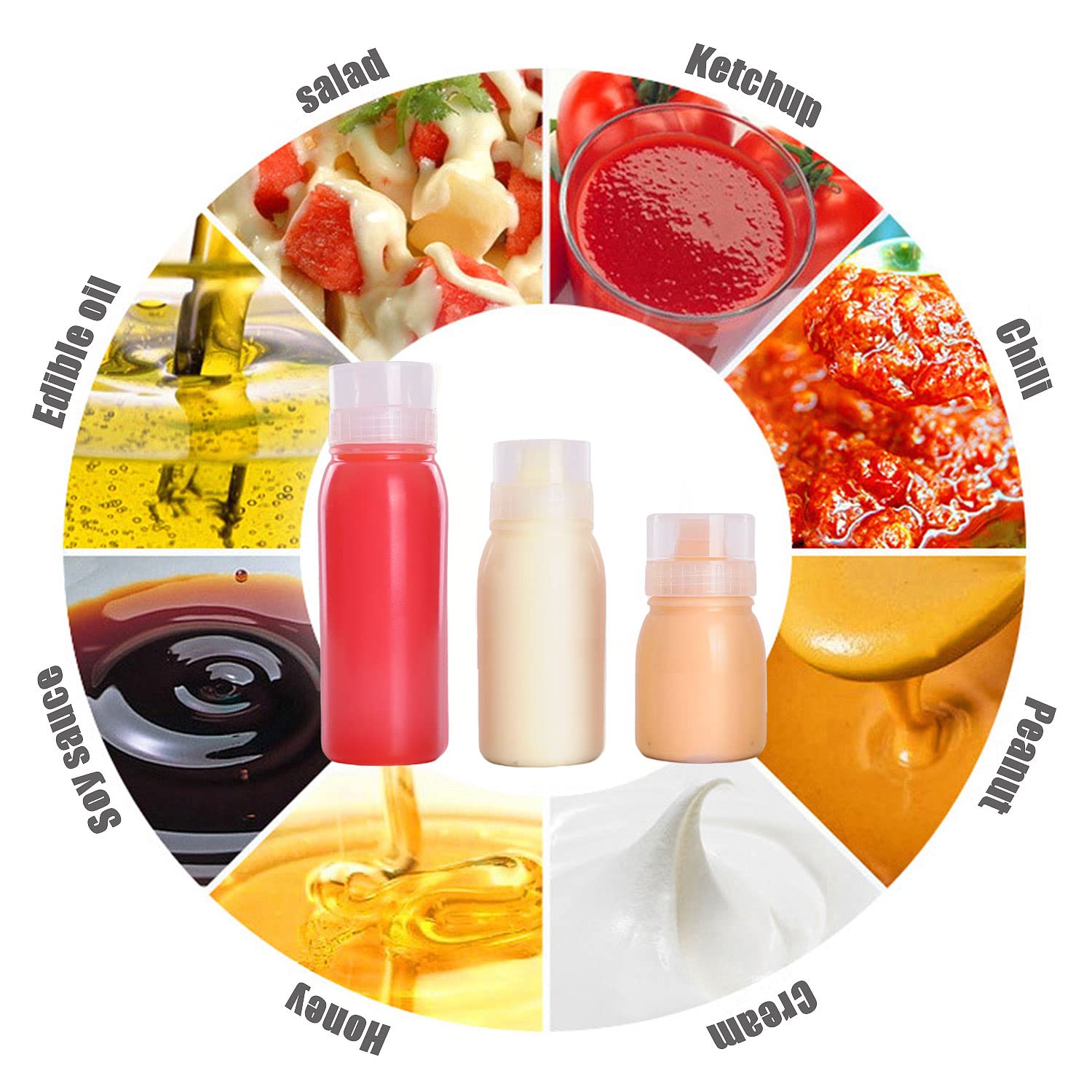 Ramfiyn Condiment Porous Squeeze Bottles, Small Salad Dressing Container, Squeeze Bottles For Sauces, Multi-Nozzle Salad Squeeze