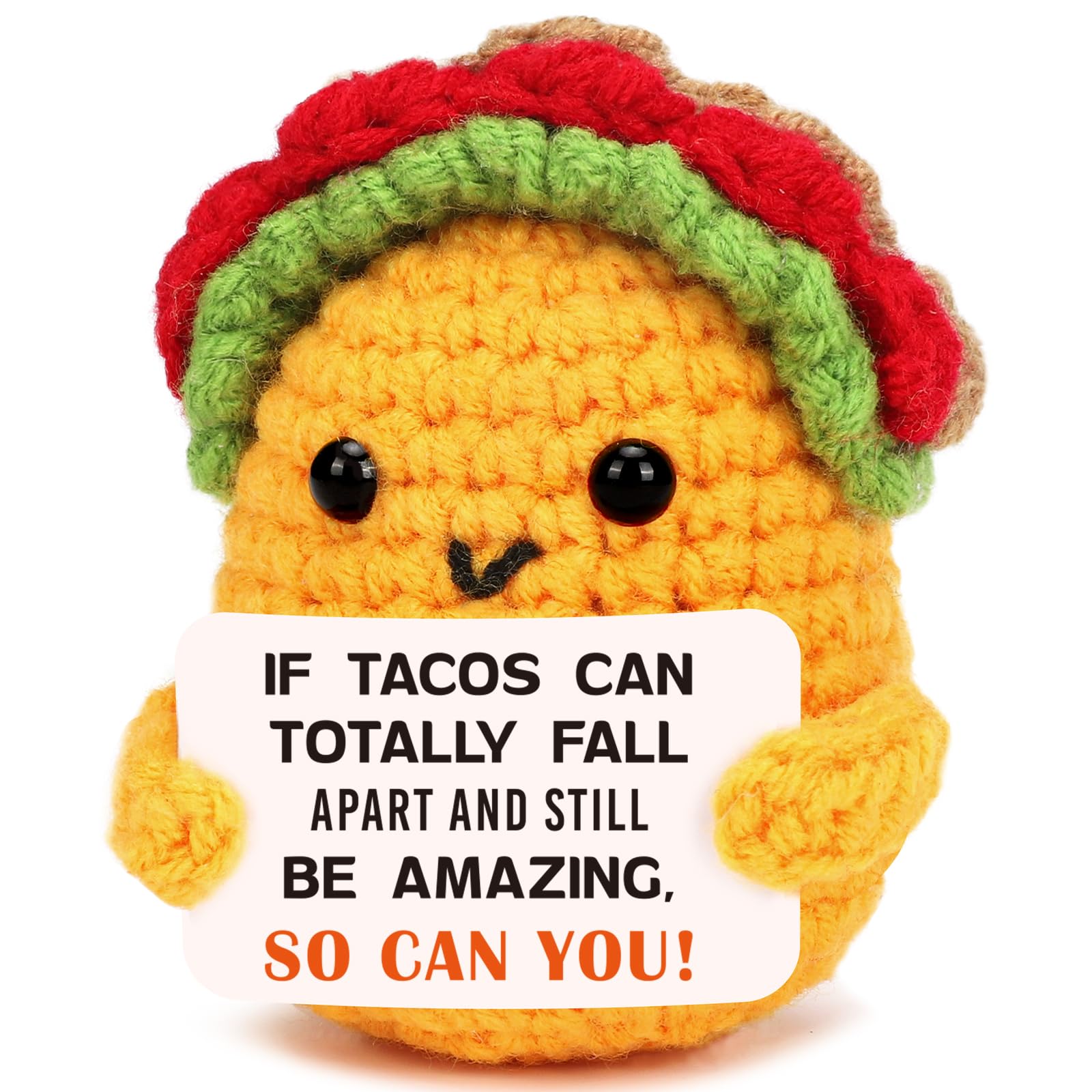 Mini Christmas Inspirational Gift for Women Handmade Positive Crochet Taco Cheer Up Support Birthday Gifts for Friends Coworkers