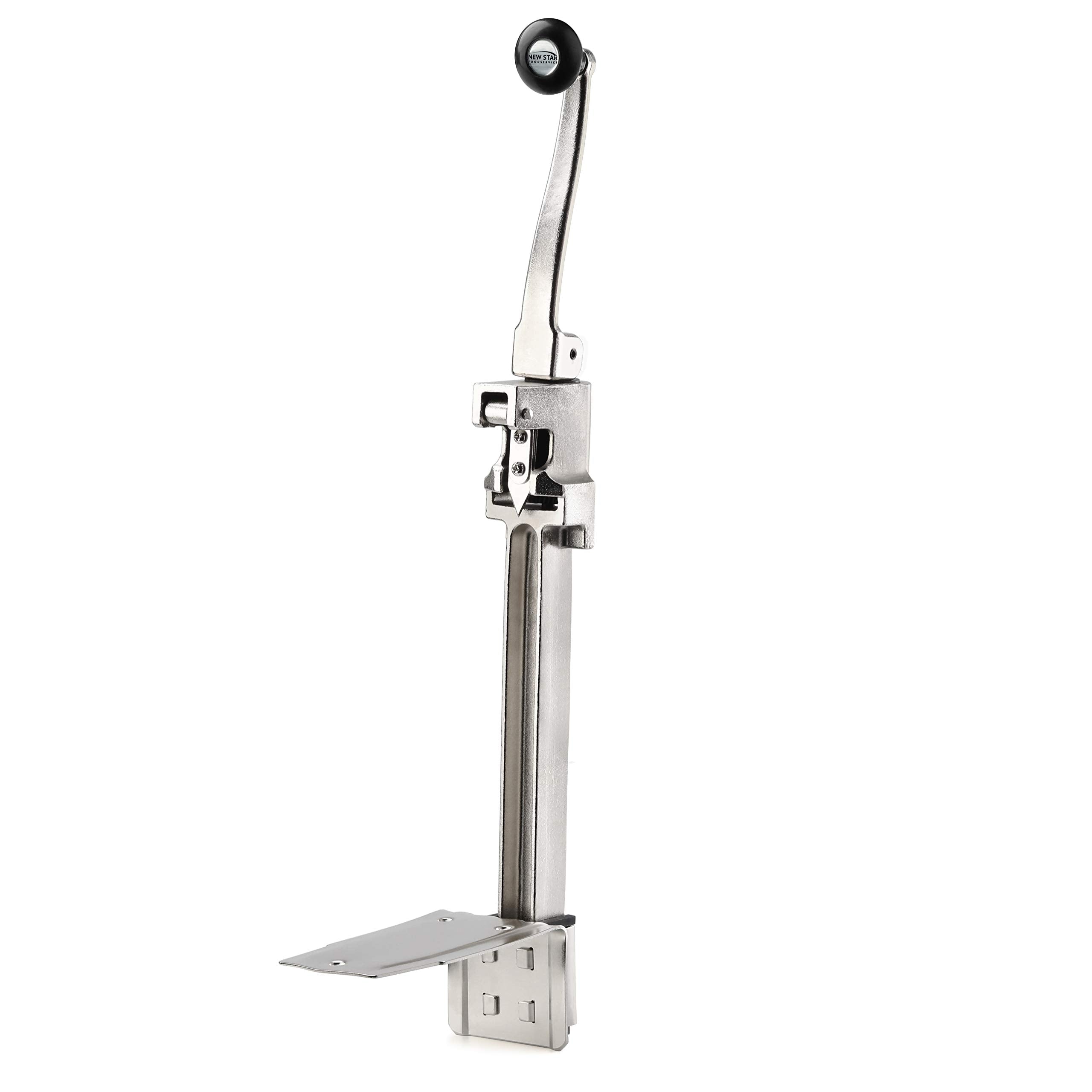 New Star Foodservice Manual Table Can Opener, Plated Steel Base, 11" Tall, Silver, Model 7006841