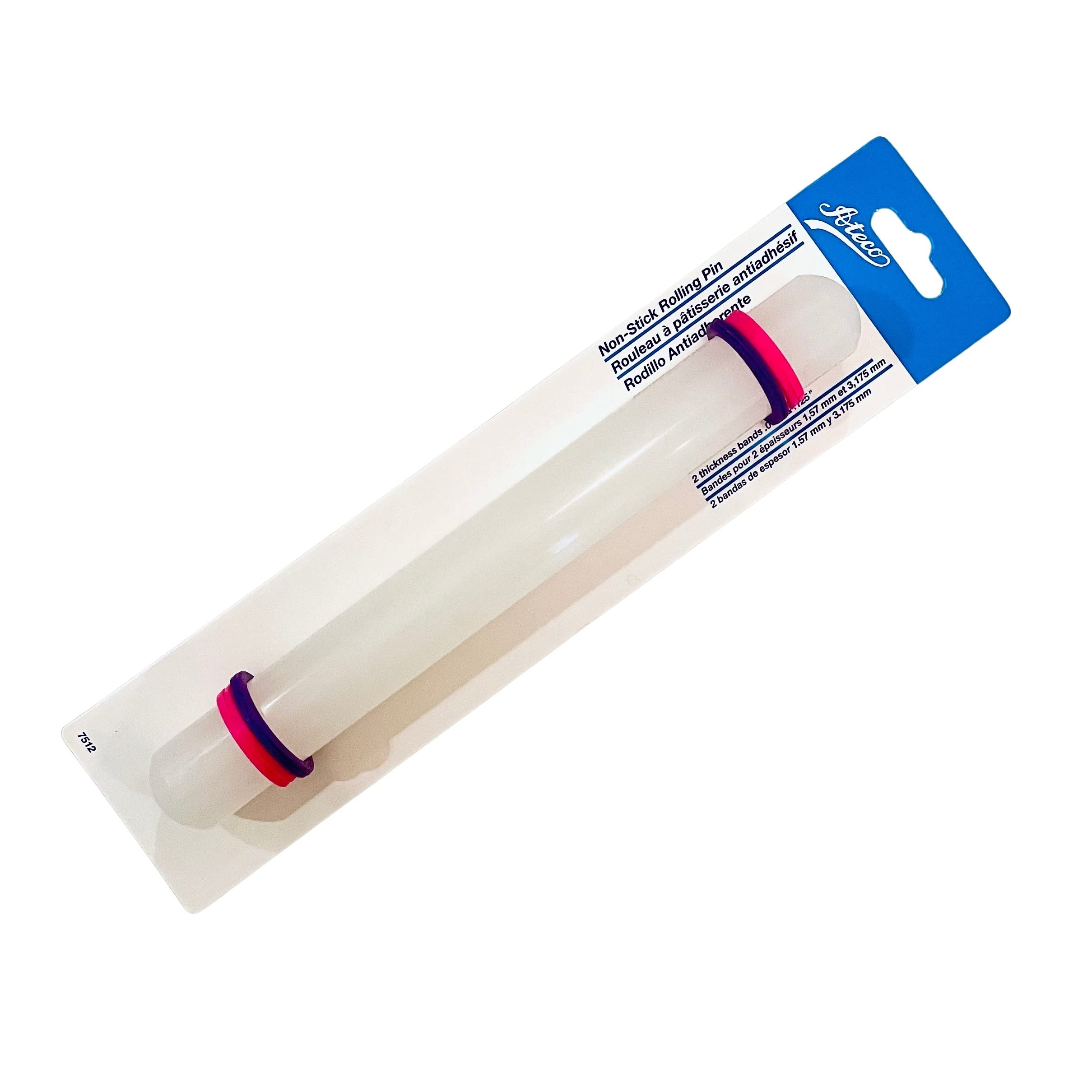 Ateco #7512 Fondant Rolling Pin With Adjustable Thickness Bands, Nonstick Plastic, 8.75-Inches, White