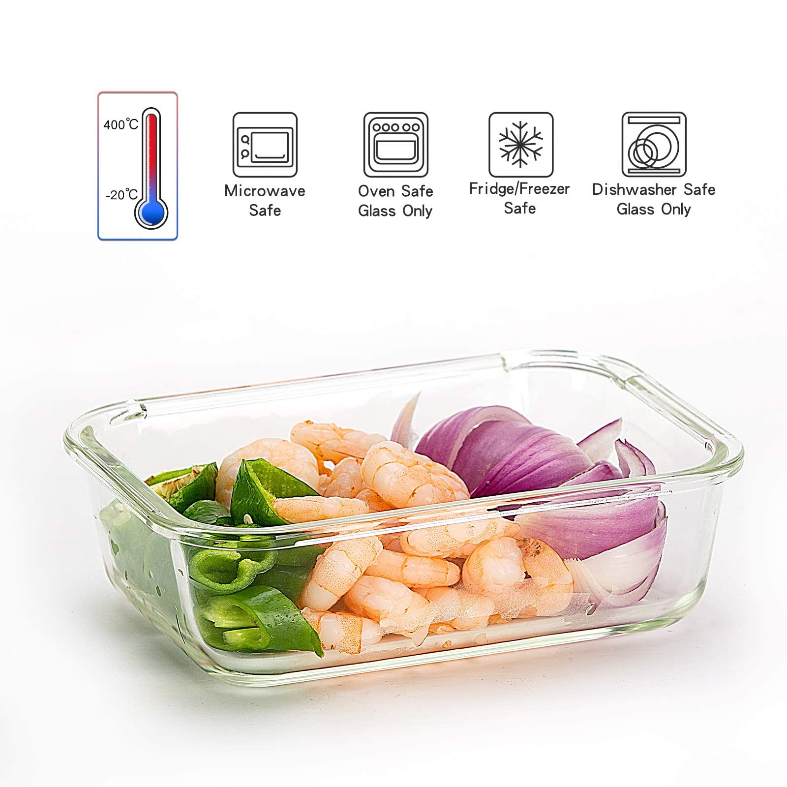 C Crest Glass Meal Prep Containers, [10 Pack] Glass Food Storage Containers With Lids, Airtight Glass Bento Boxes, Bpa Free & Le