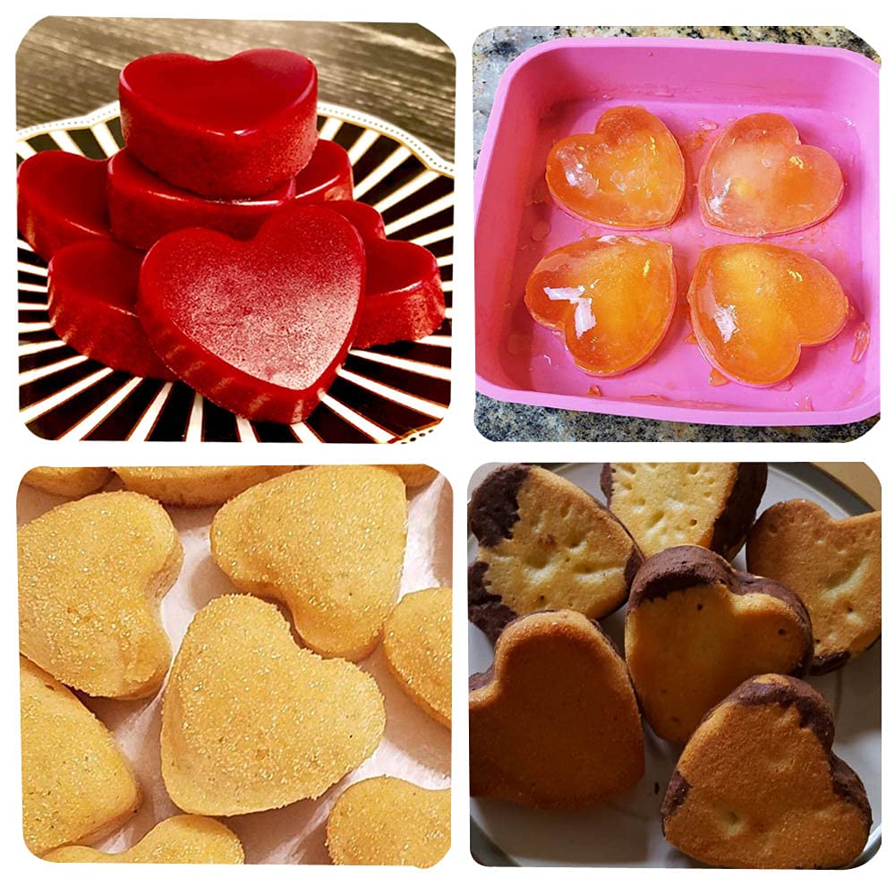 Baker Depot 6 Holes Heart Shaped Silicone Mold For Chocolate Cake Jelly Pudding Handmade Soap Mould Candy Making Set Of 2