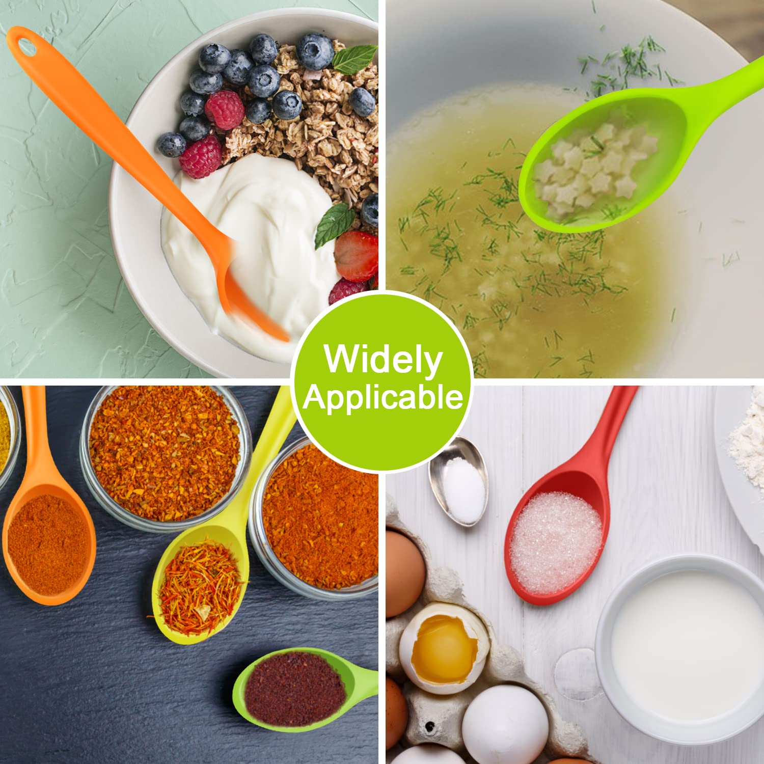 Armrouns 4Pcs Small Silicone Spoons Nonstick Kitchen Spoon Silicone Serving Spoon For Eating Stirring Spoon For Kitchen Cooking