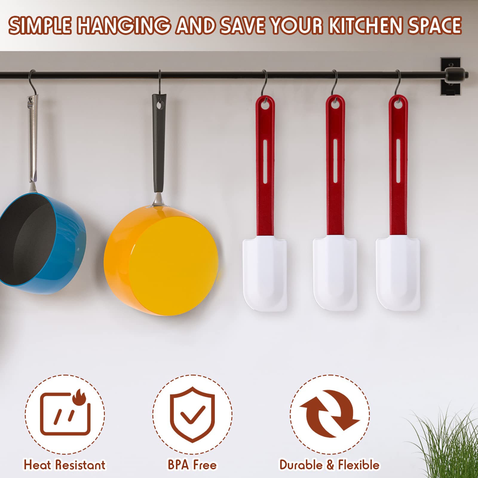 Lanties Set Of 3 High Temp Silicone Spatulas Heat Resistant Rubber Spatula Commercial Heavy Duty Silicone Scraper Spatula With H