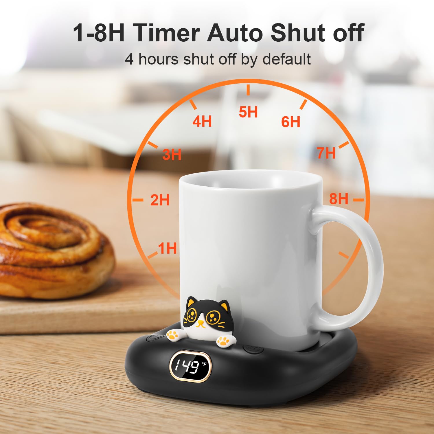 Cute Cat Coffee Mug Warmer, Electric Beverage Cup Warmer For Milk Tea Water Fit Desk Home Office, Candle Warmer Plate With 3 Tem