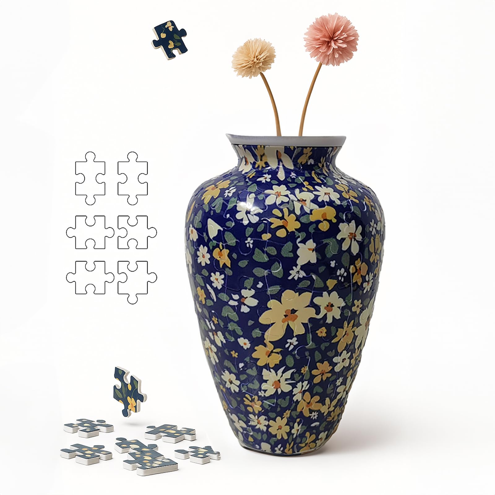 3D Puzzle Vase Unique Flower Vase for Adults Made by 120 Curved Plastic Puzzle Pieces, Vases for Flower Home Creative Gift for P