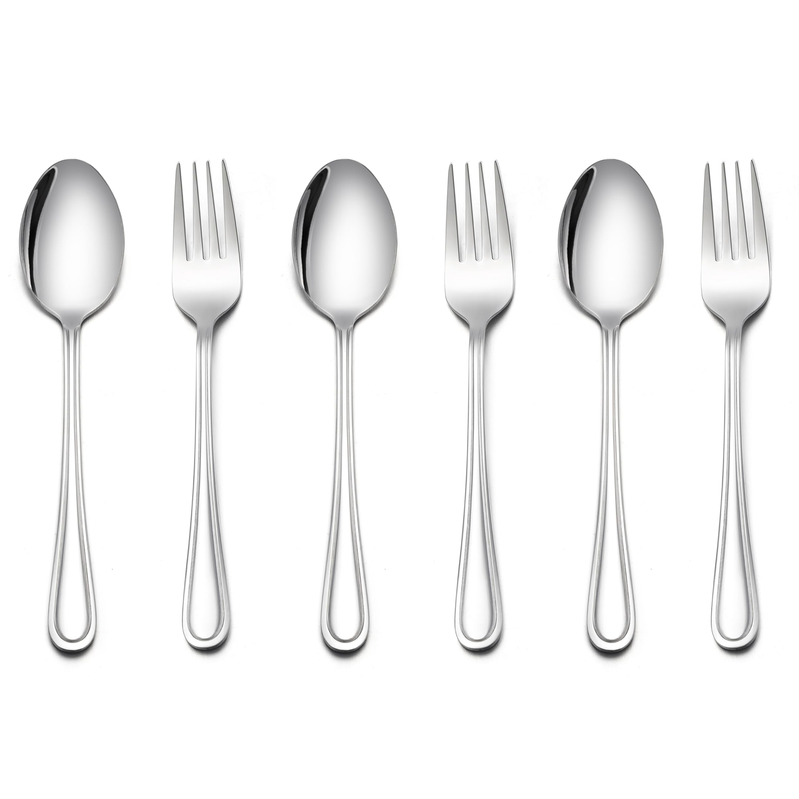 LIANYU 6-Piece Kids Silverware Set, 3 Kid Spoon, 3 Kid Fork, Stainless Steel Toddler Utensils Flatware Set, Child Cutlery Tablew