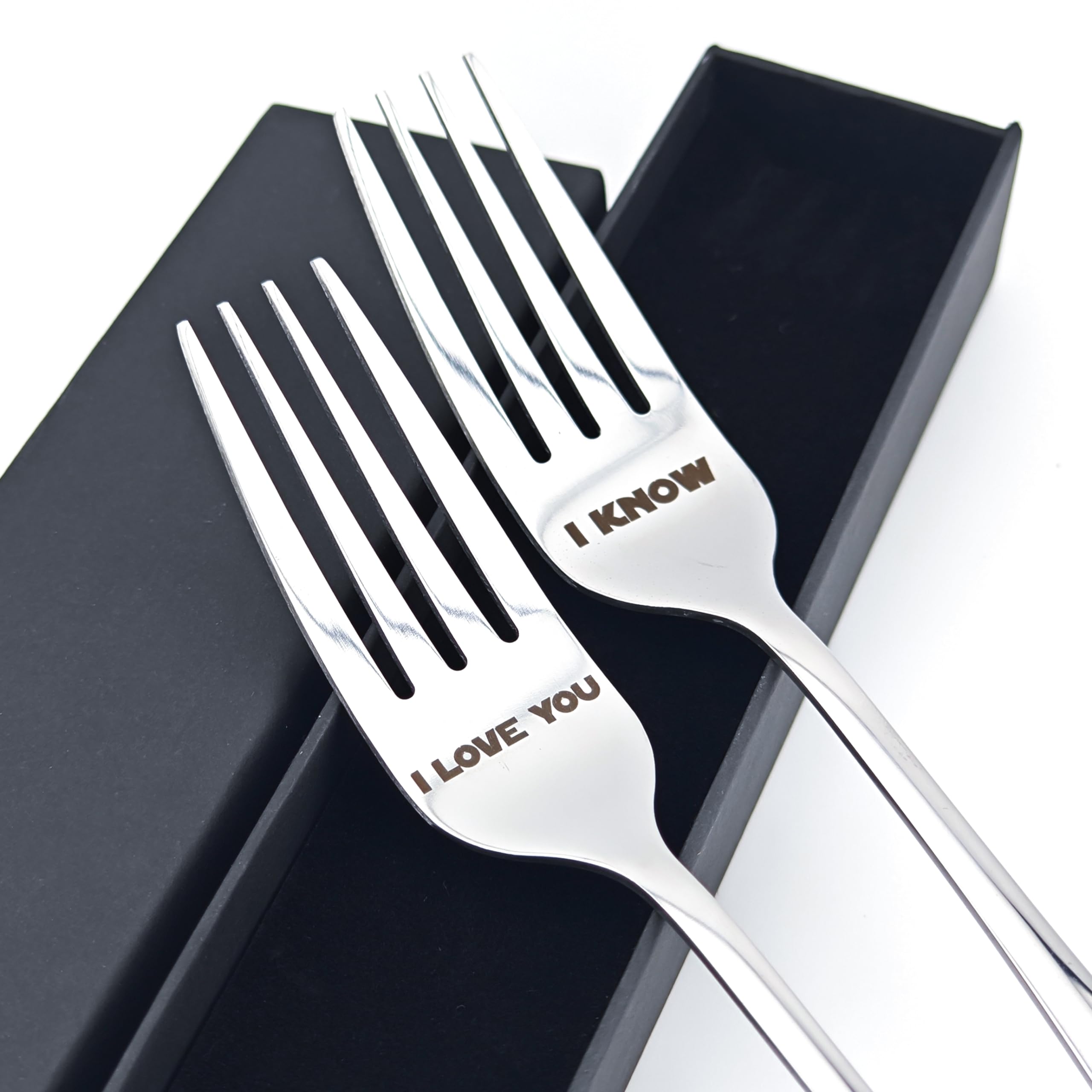 I Love You/I Know Pair Of Forks For Couple 7.9'' Laser-Engraved Fork With Gift Box, Valentine Gift For Starwars Fans
