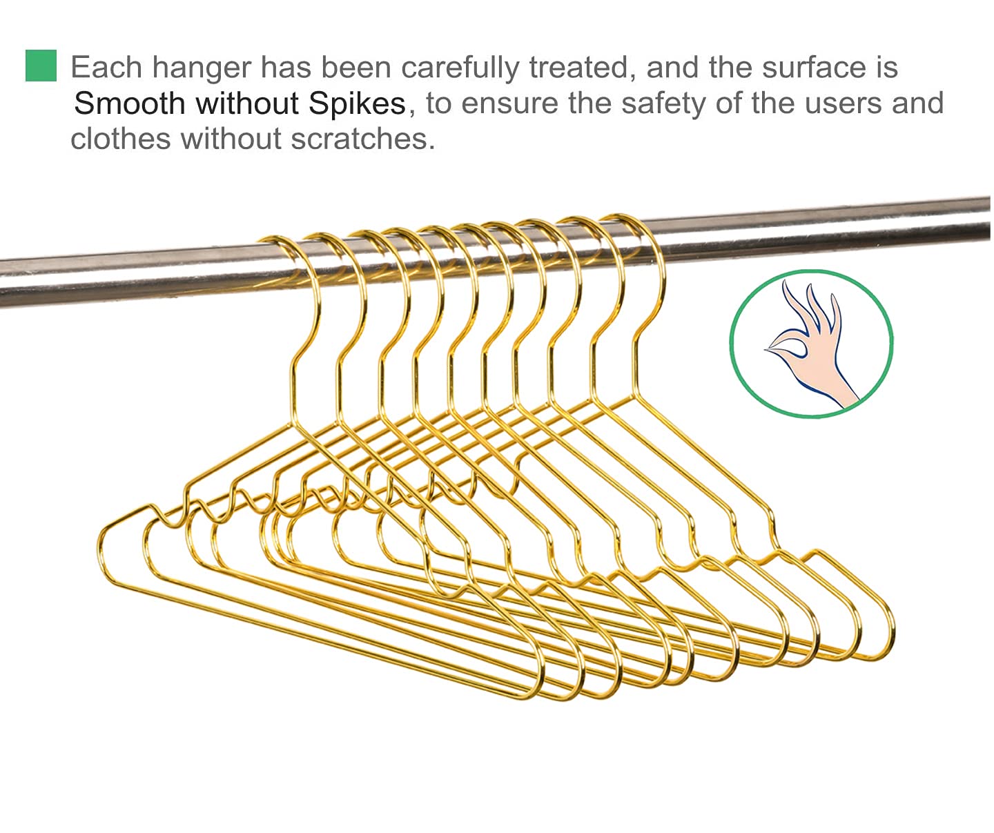 Amber Home 12Inch Gold Kids Baby Hangers 20Pack, Strong Metal Children Clothes Hangers For Closet, Space Saving Infant Hanger Fo
