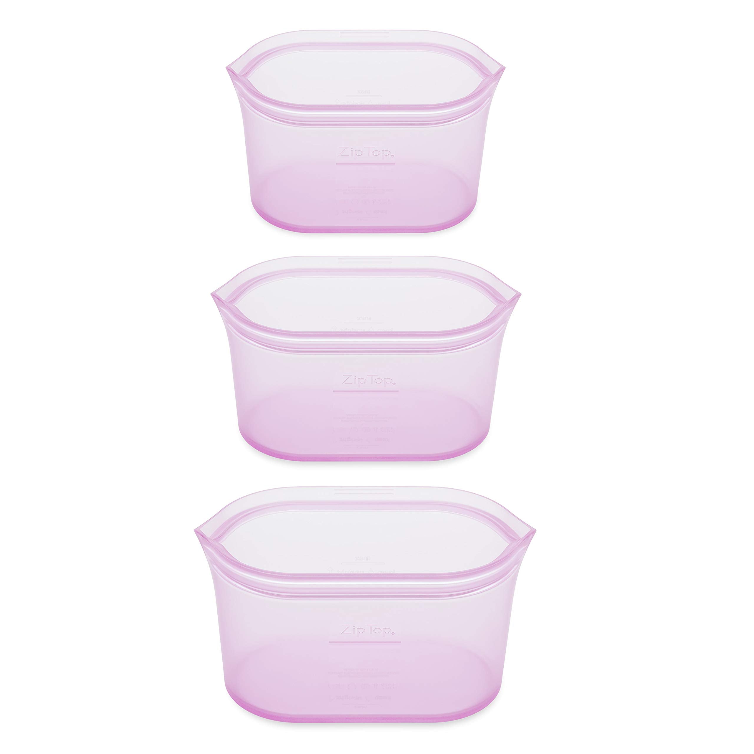 Zip Top Reusable Food Storage Bags | 3 Dish Set [Lavender] | Silicone Meal Prep Container | Microwave, Dishwasher And Freezer Sa