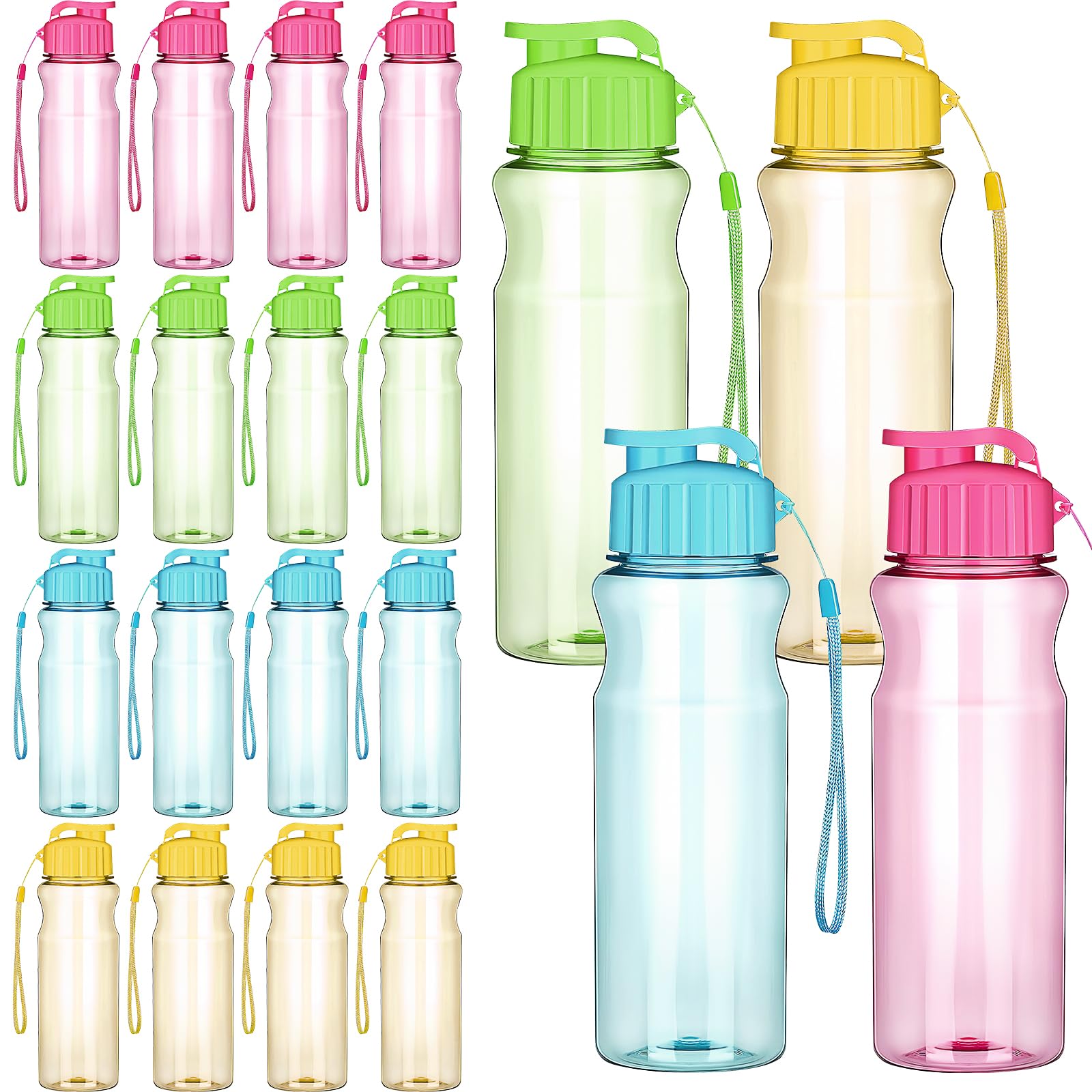 KisSealed 20 Pcs Water Bottles Bulk 18oz Plastic Sports Water Bottles