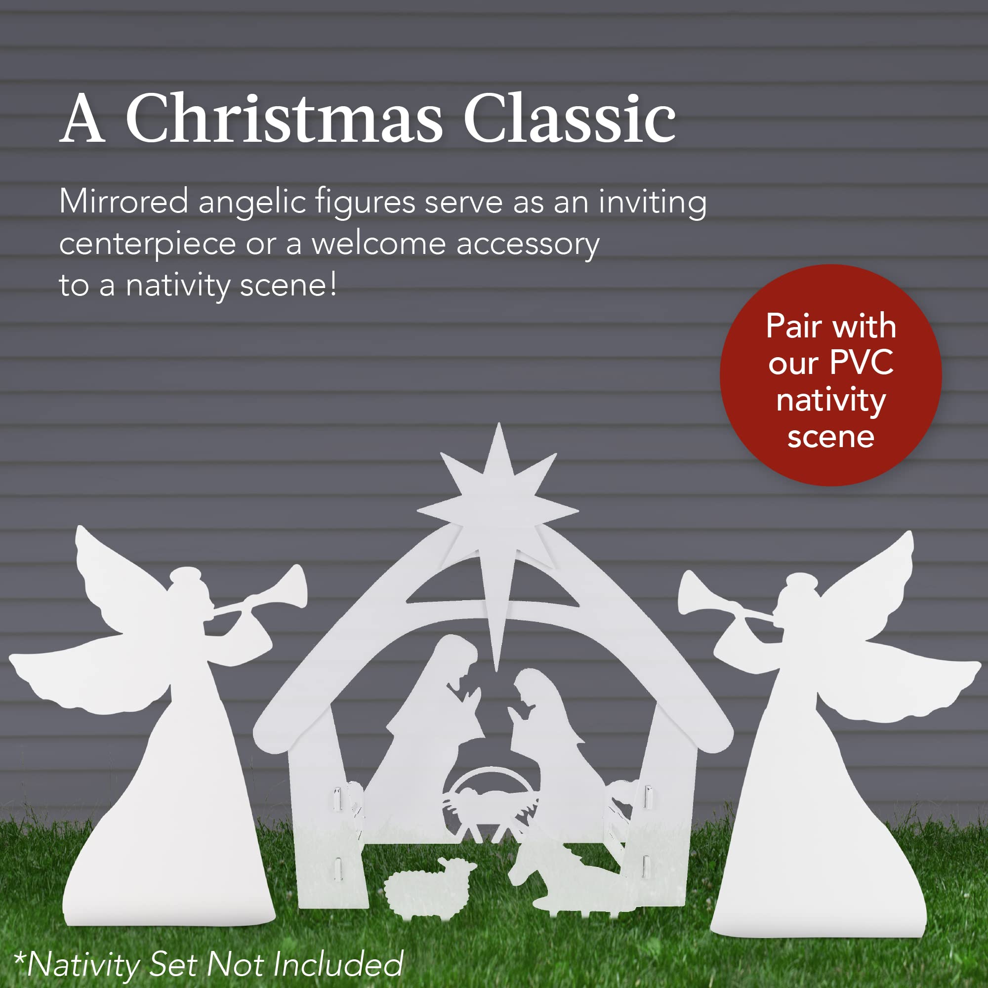 Best Choice Products 3ft Set of 2 Outdoor Christmas Angel Yard Decorations, Weather-Resistant PVC D  cor for Lawn, Garden, Displ