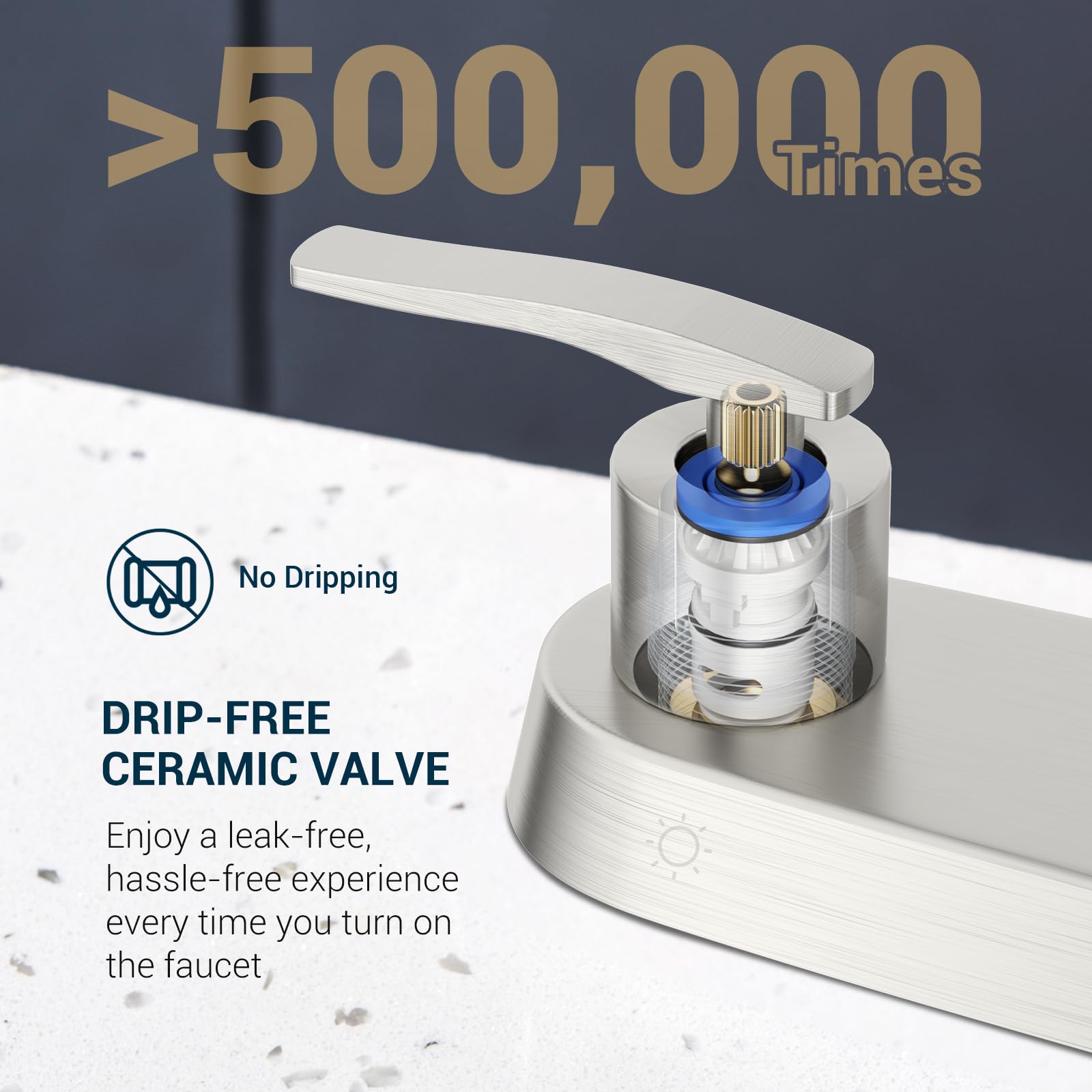 Dayone Kitchen Faucet With Side Sprayer 2 Handle Brushed Nickel, 8 Inches 4 Holes Centerset Kitchen Sink Faucet, Pull Out Stainl