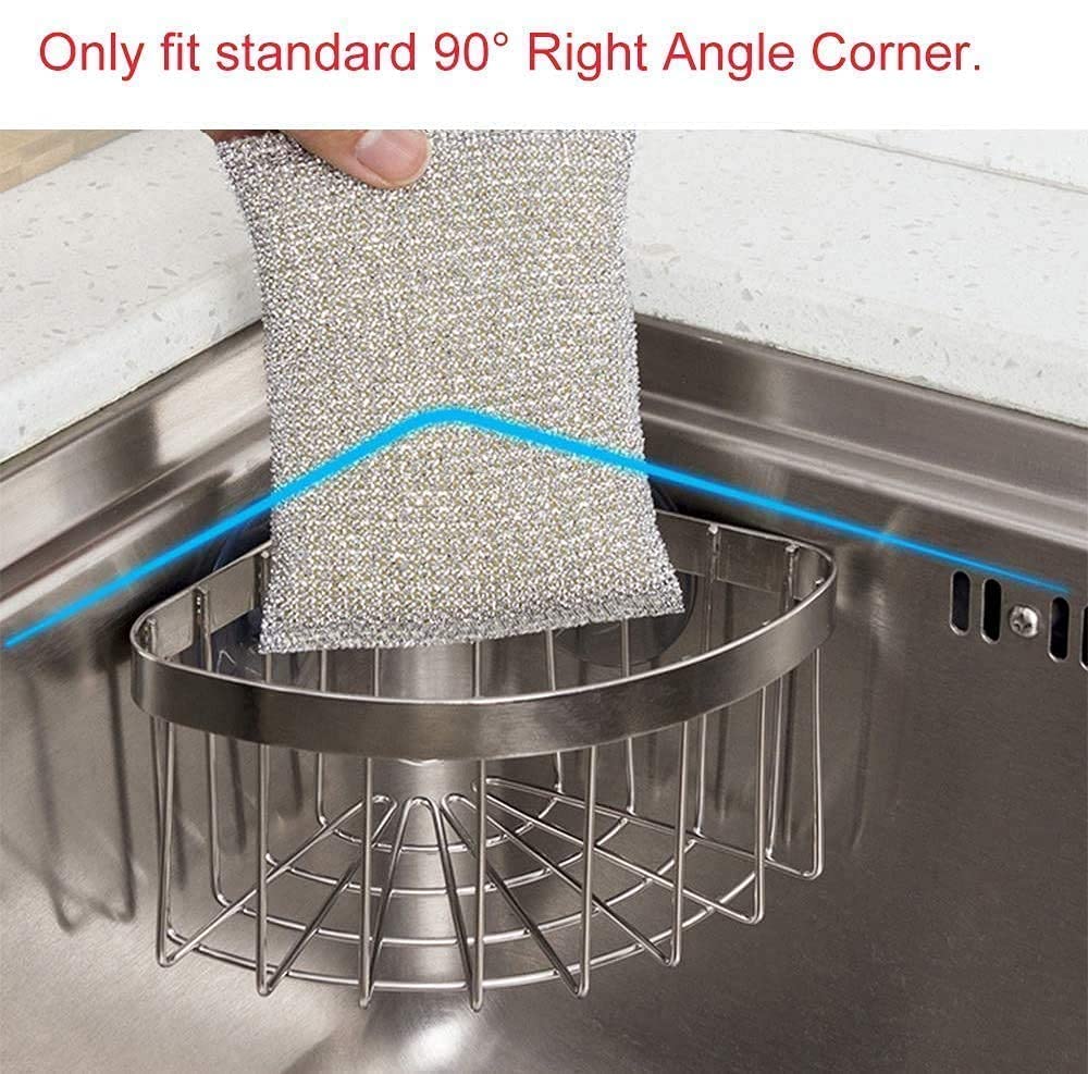 Pokoto Dish Cloth Hanger+Sponge Holder +Corner Sink Caddy Save Space Triangle 2-In-1 Sink Caddy, No Drilling With 2Pcs Suckers(9