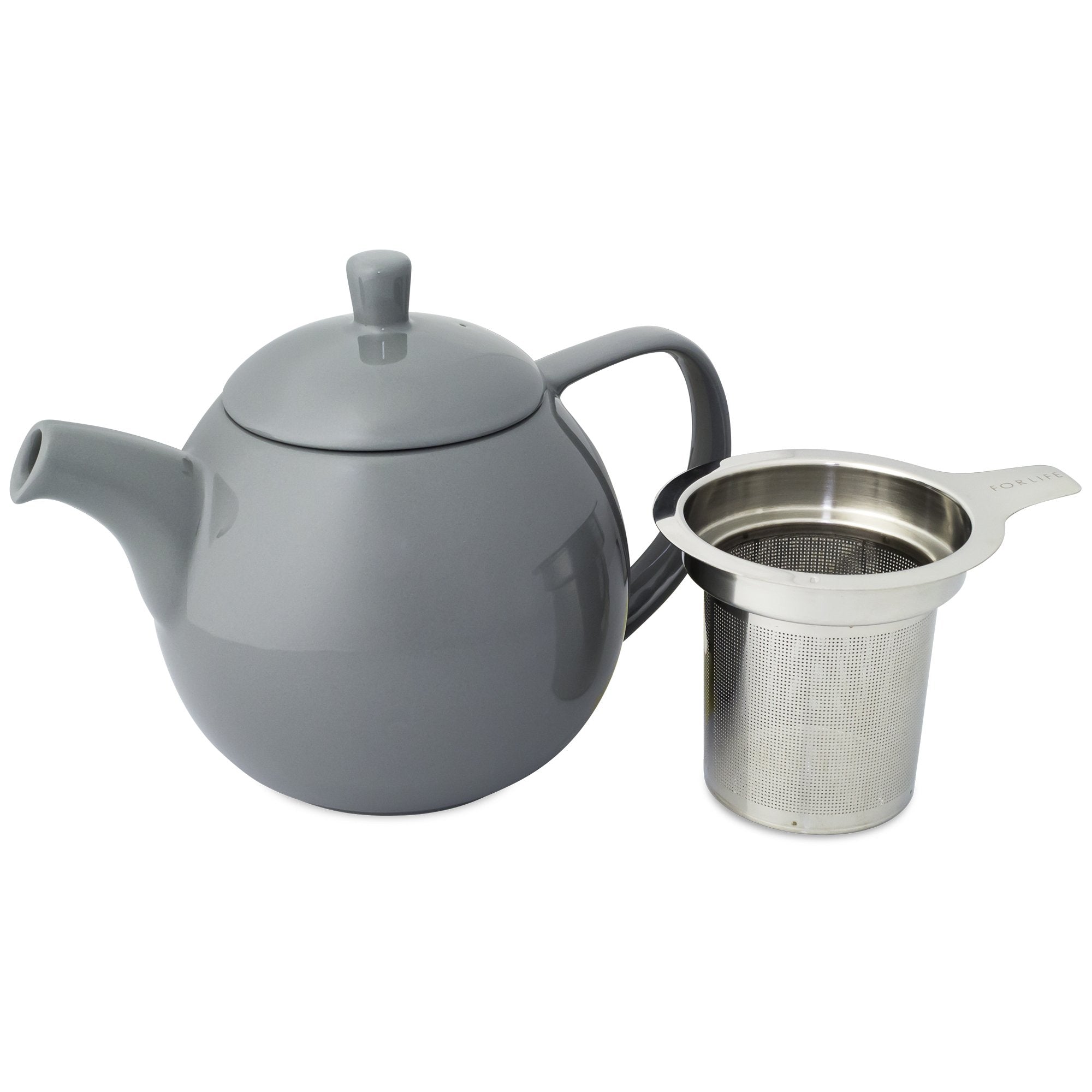 Forlife Curve Teapot With Infuser, 24-Ounce, Gray
