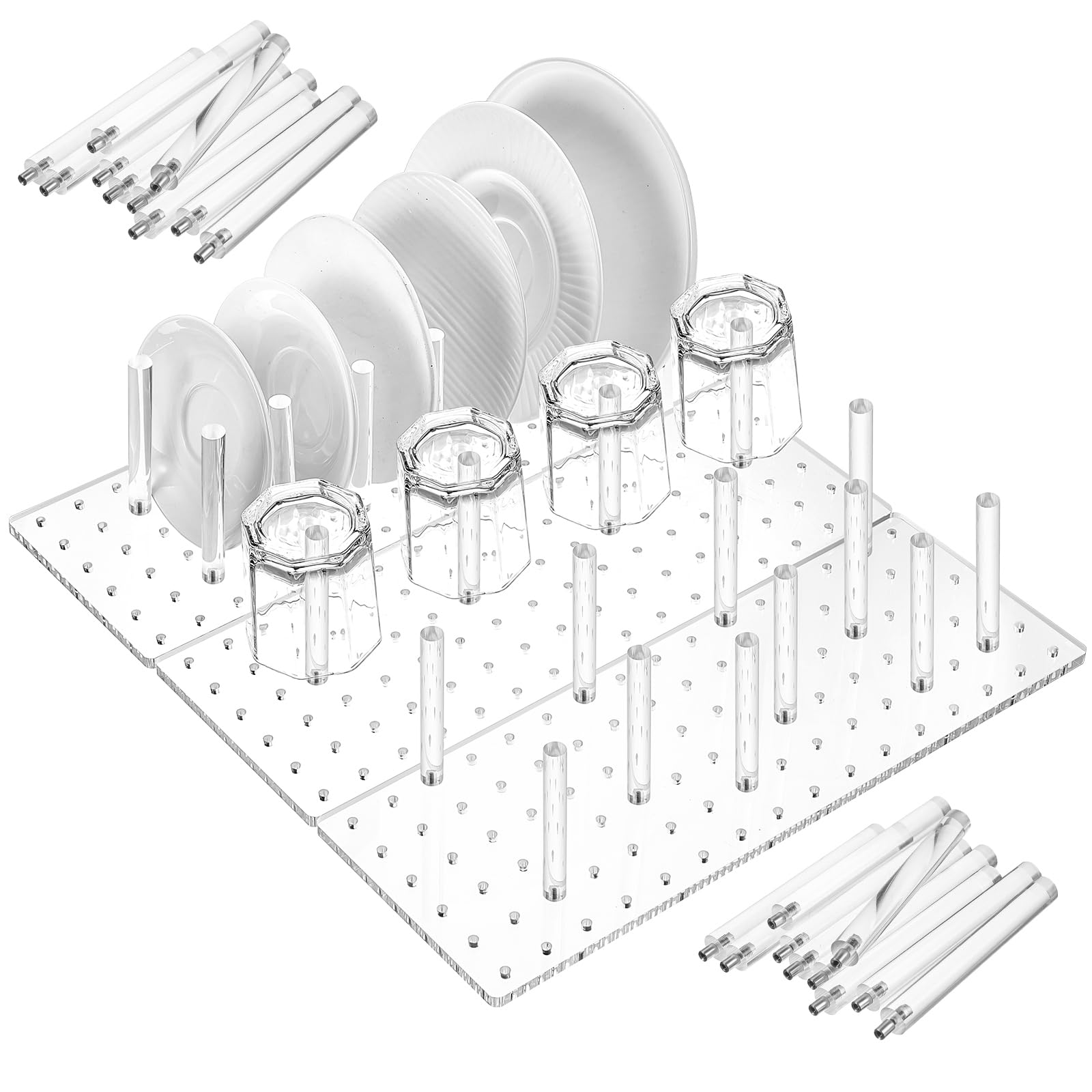 Kigley 3 Pcs Acrylic Pegboard Drawer Organizer with 32 Pegs