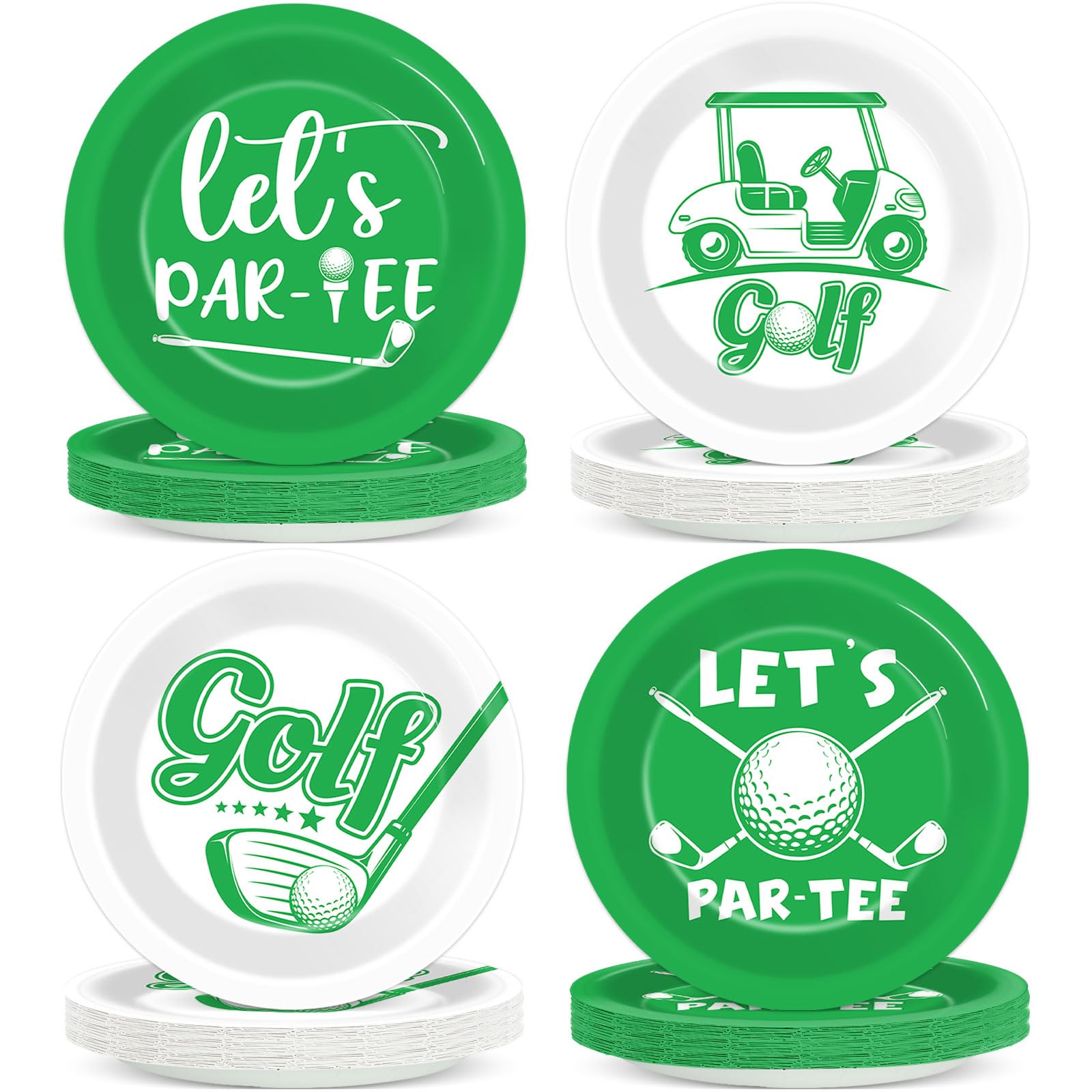 Chunnin 48Pcs Golf Party Paper Plates For Golf Birthday Party Supplies 7'' Golf Themed Sports Golf Ball Birthday Party Disposabl