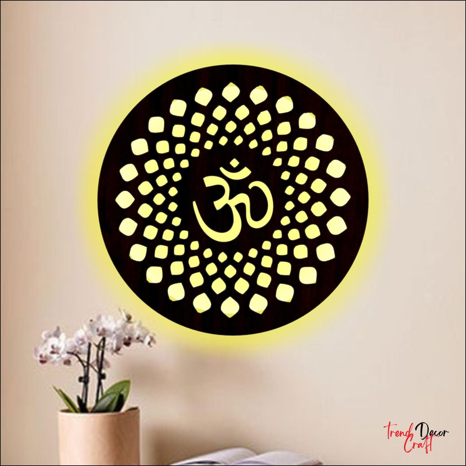 Trenddecor Craft - In Om Mandala Wall Light Led Light Wall Decor For Living Room, Bedroom, Yoga Room, Meditation Room (16 X 16 I
