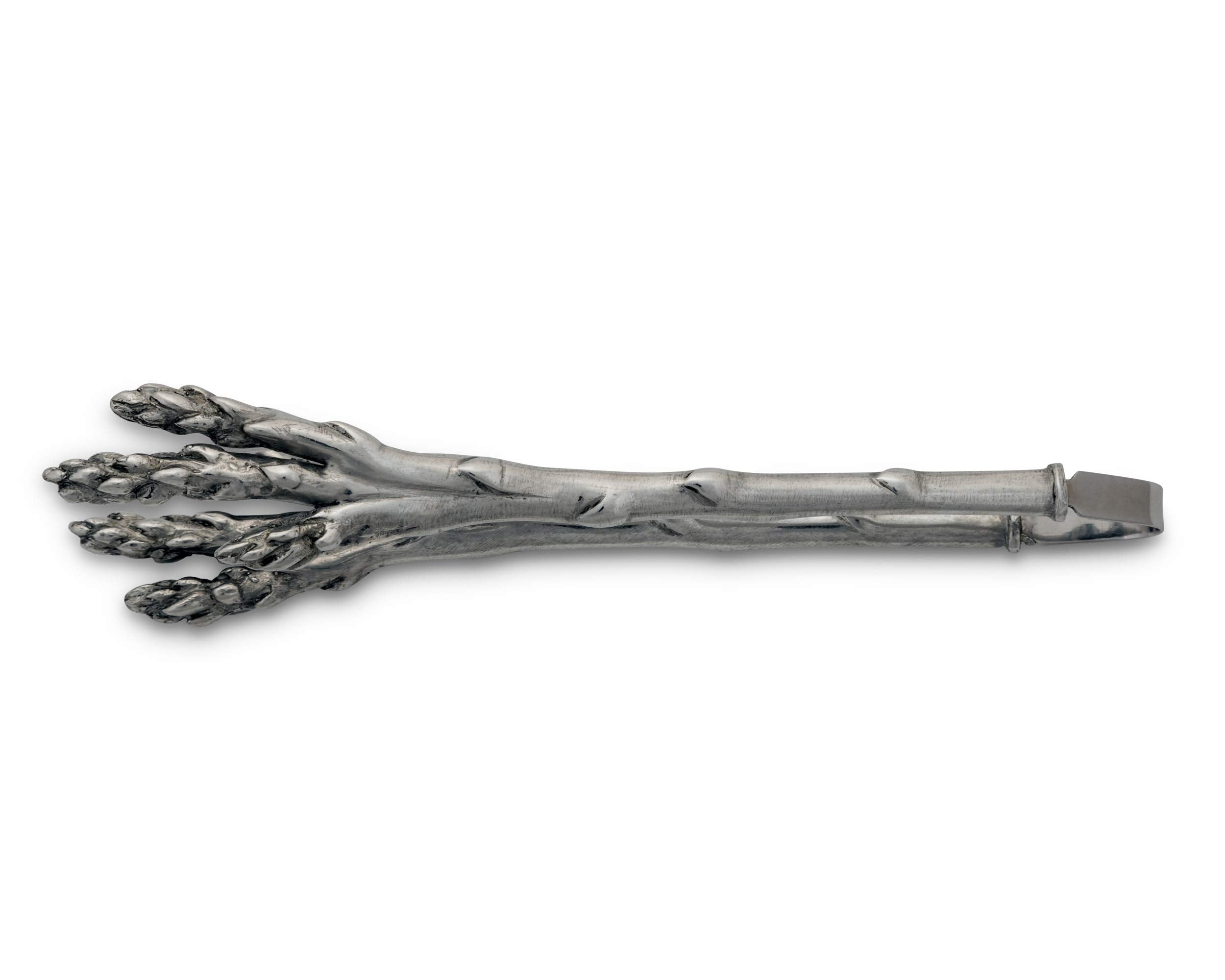 Vagabond House Pewter Metal Asparagus Pattern Asparagus Tongs 8''Long X 3''Wide X 1.25''Tall