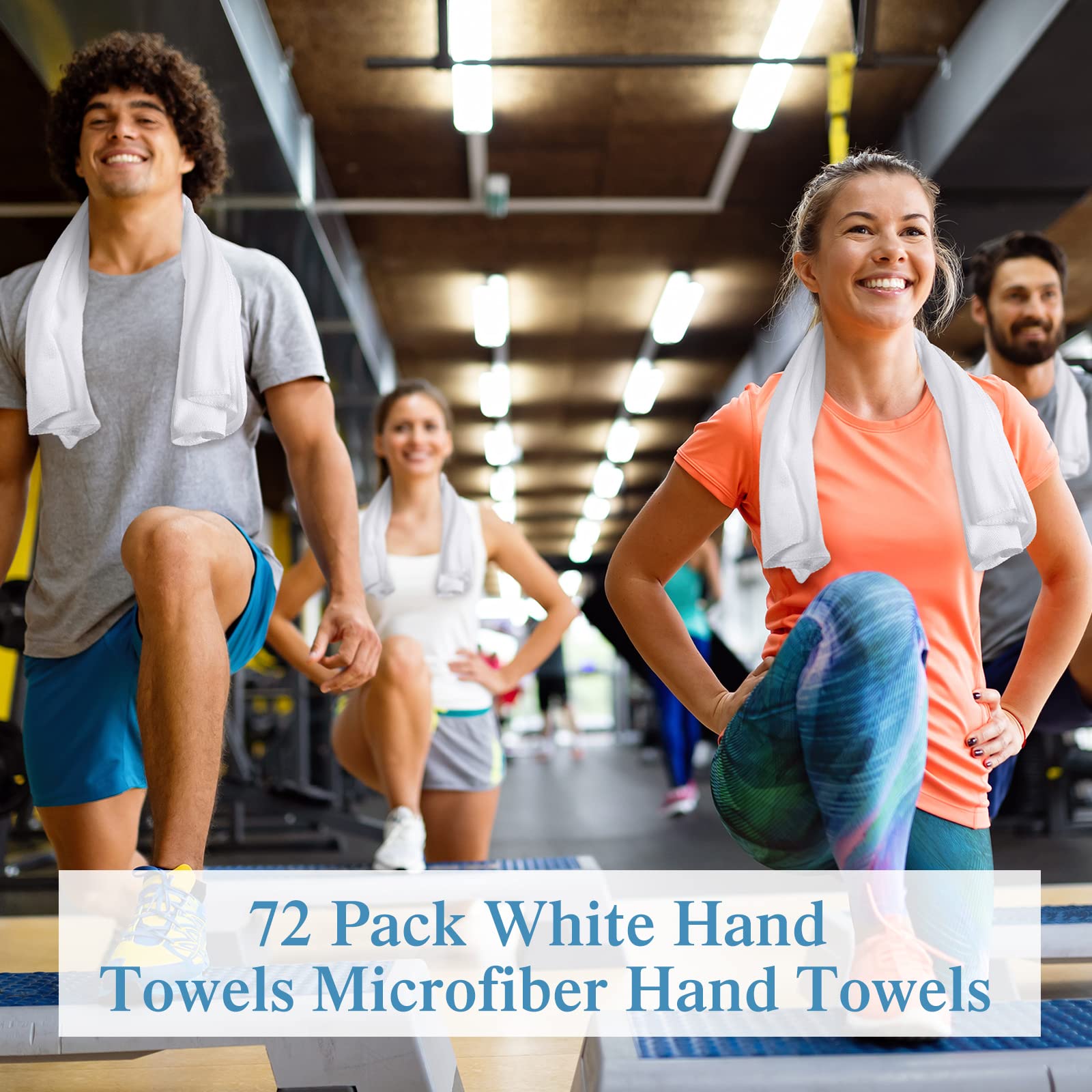 Moukeren 72 Pack White Salon Hand Towels Microfiber Absorbent Resistant 16 x 27 Hair Hand Towels Bulk Quick Dry for Salon Facial